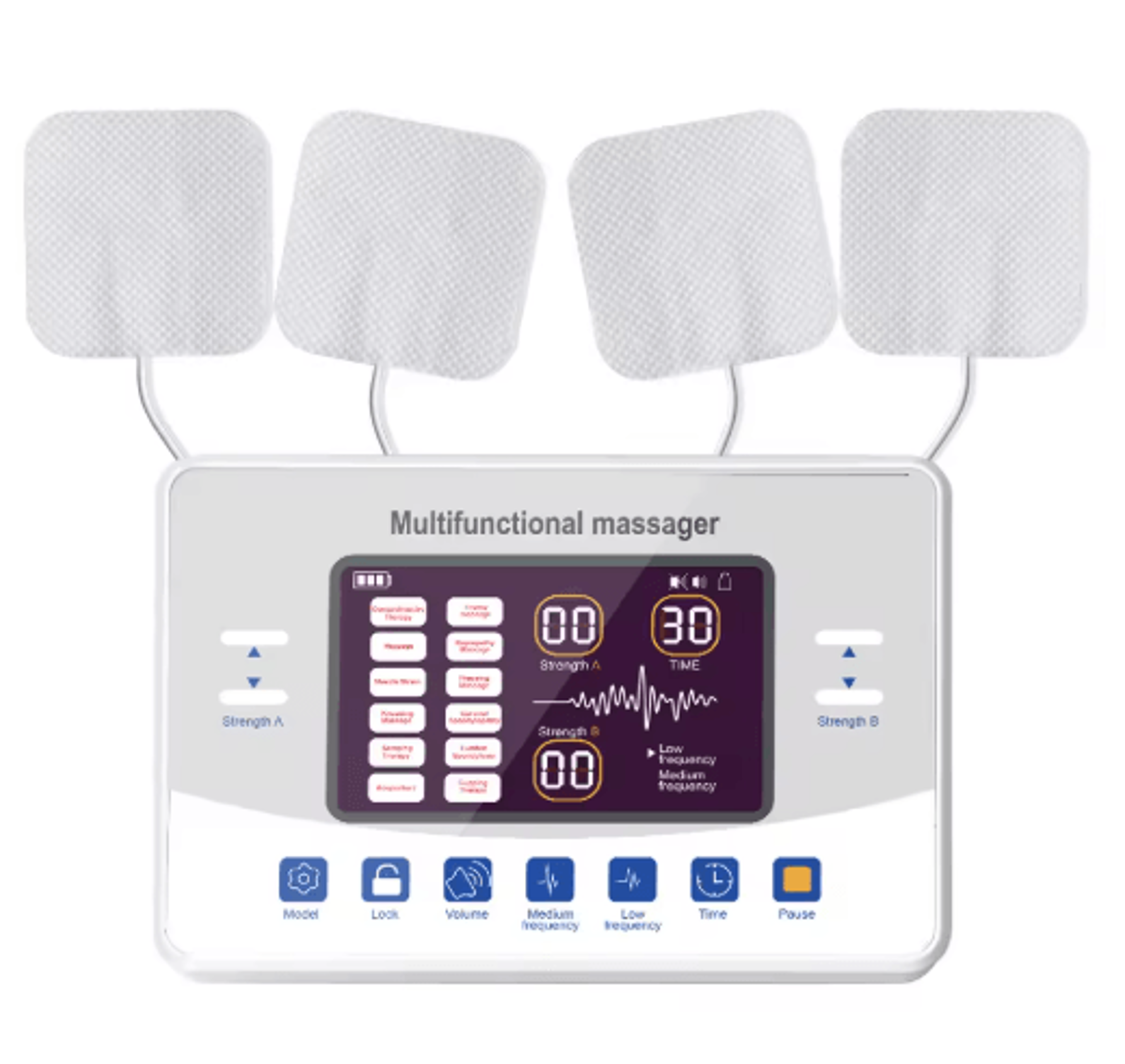 12-mode low-frequency tens & ems muscle stimulator pulse massager