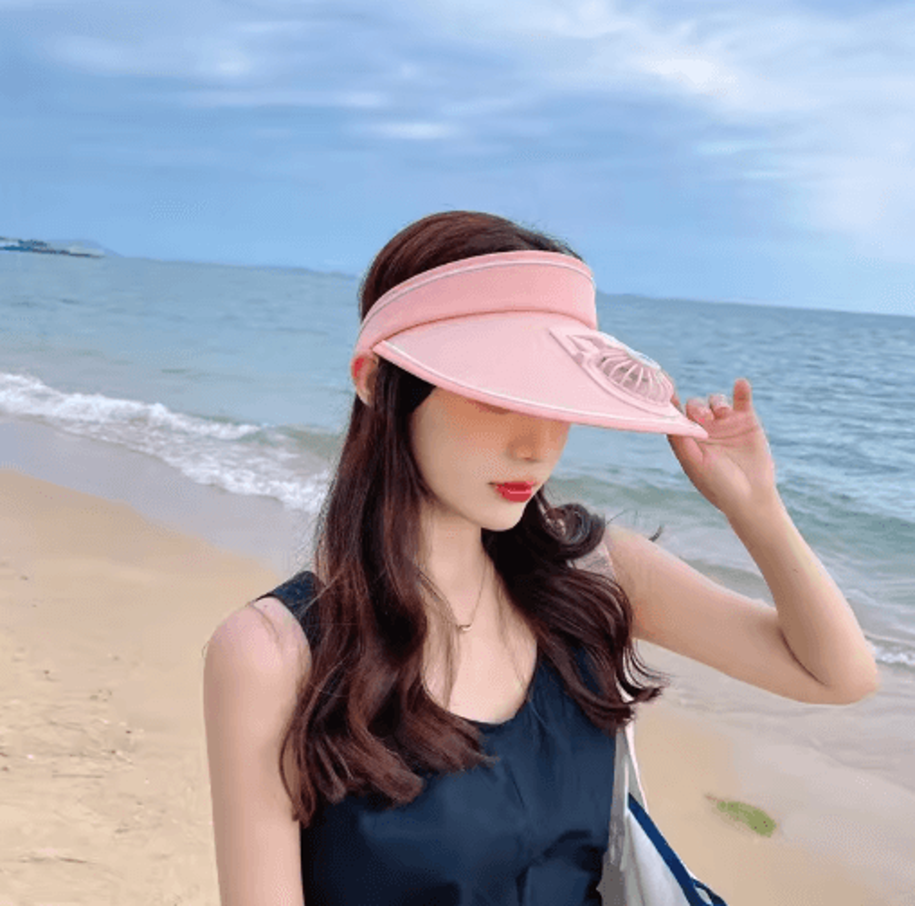 breathable cooling fan sun visor hat with usb rechargeable fan