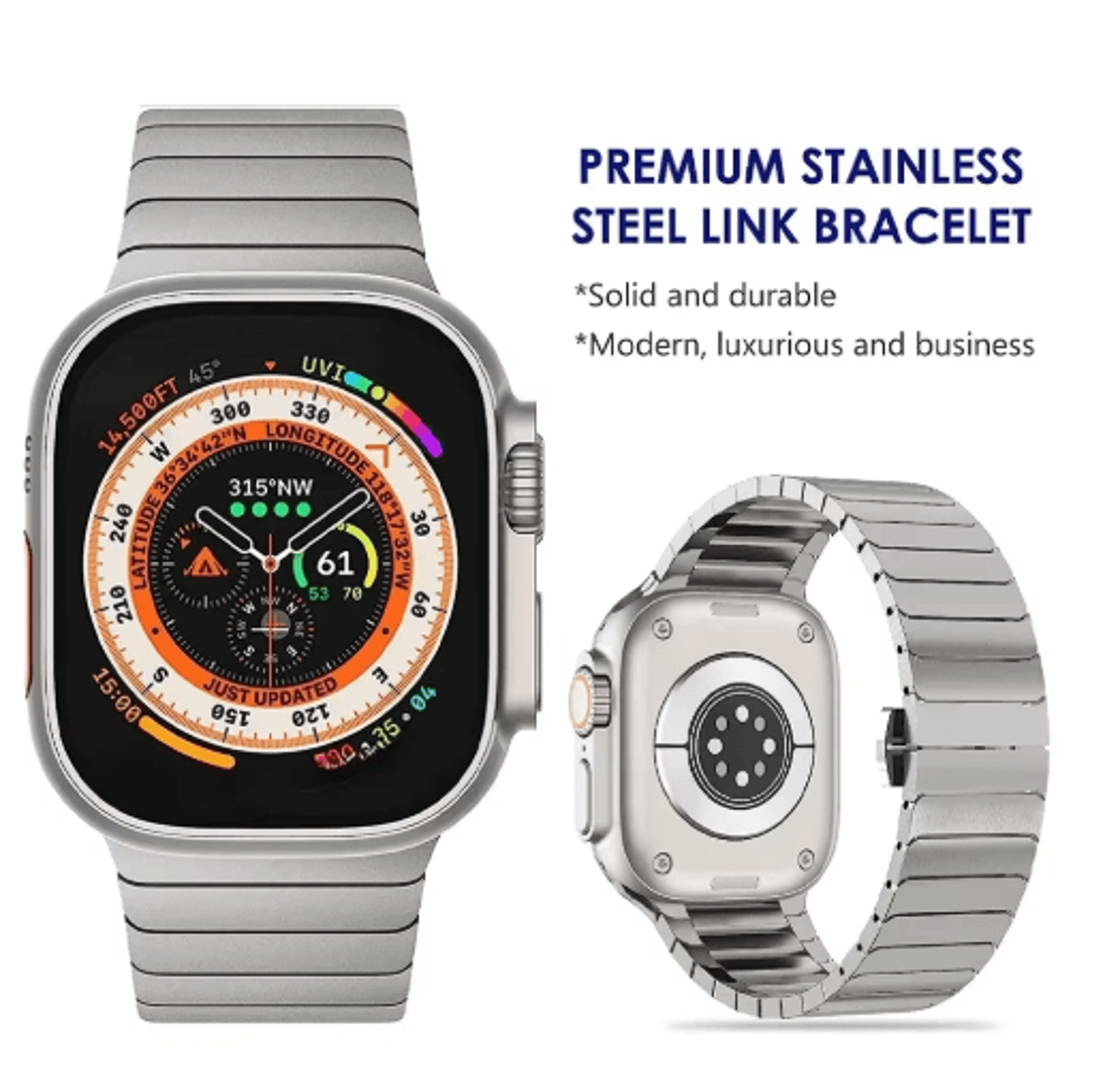 titanium color stainless steel band for apple watch ultra and series
