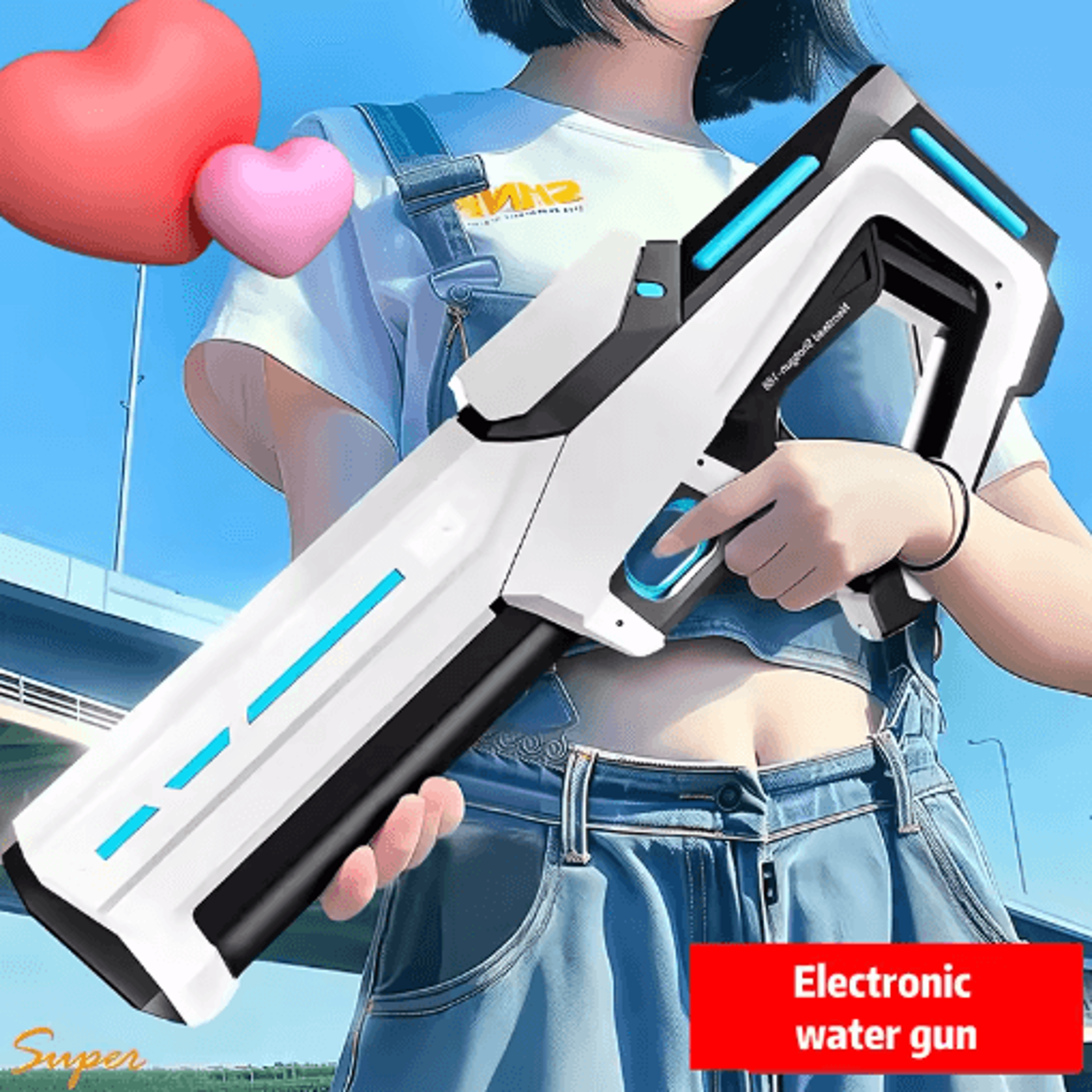 automatic electric water gun with powerful suction – high-pressure summer water blaster