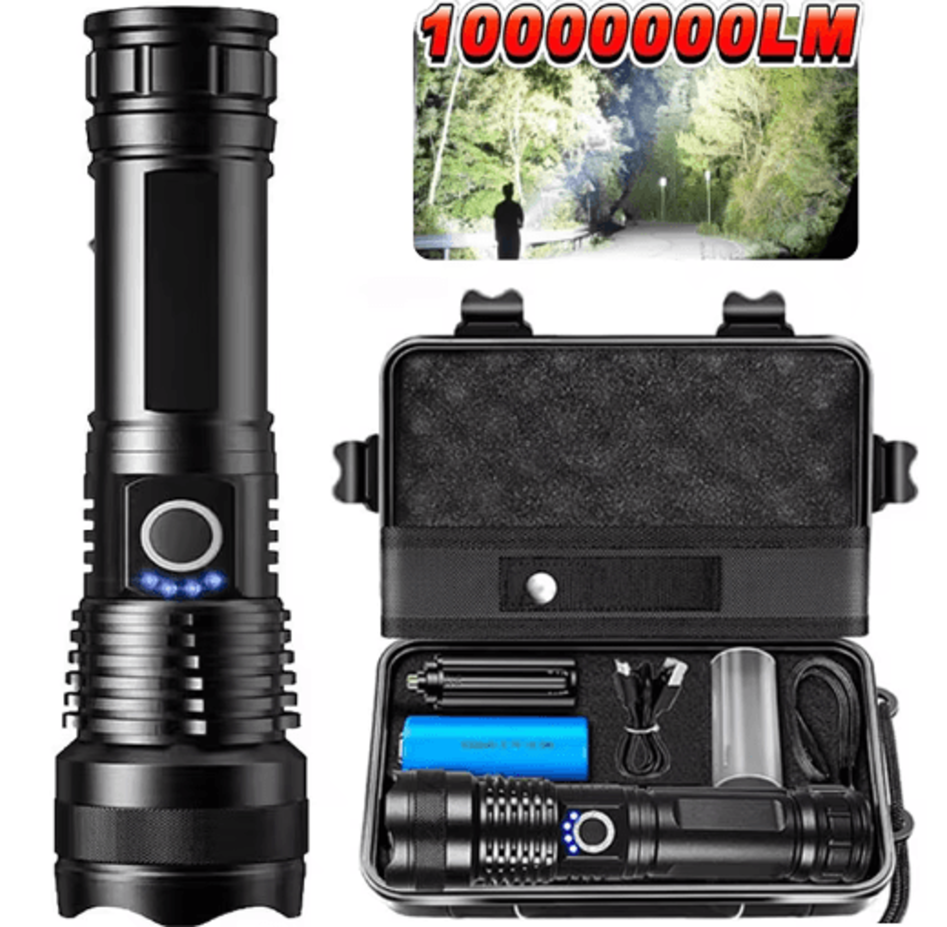 high-power rechargeable led tactical flashlight – aluminum zoom torch for outdoor & camping