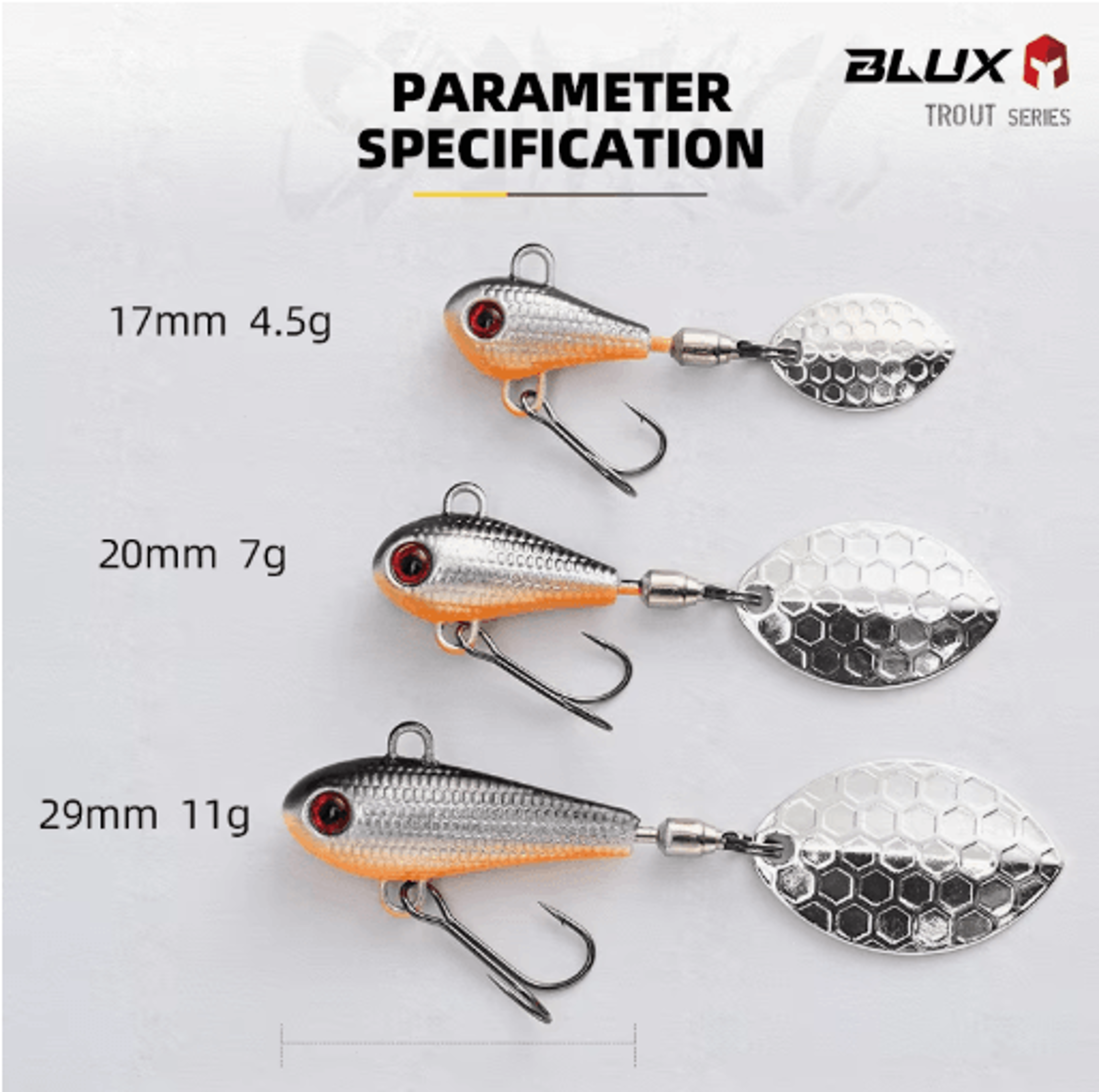 blux spintail metal fishing lure mag tail spinner shad vib jig 4.5g 7g 11g
