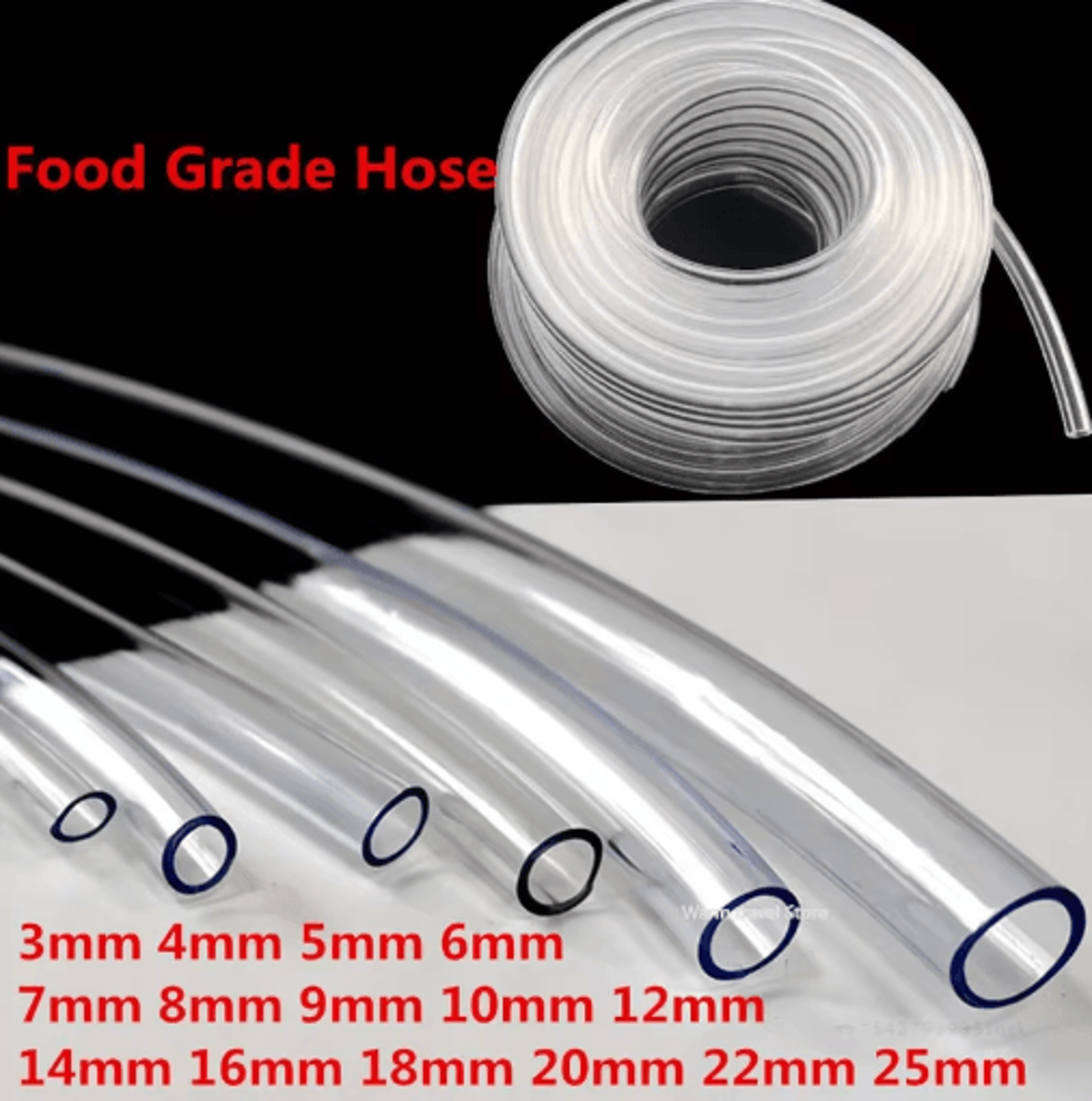 transparent food-grade pvc hose pipe (4–12mm) for aquarium, pump & general use