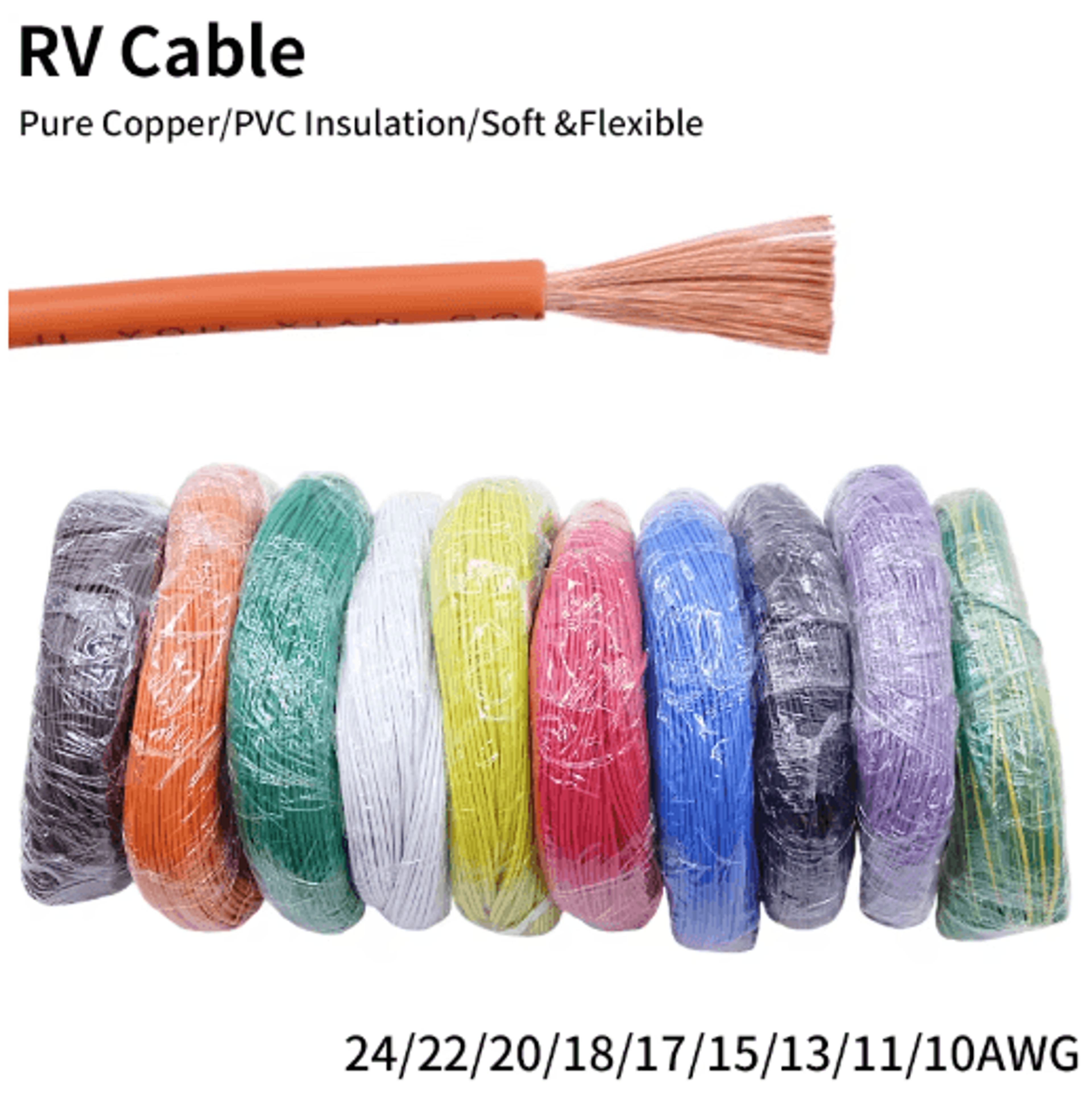rv flexible copper wire pvc electrical cable 300/500v for car audio & power wiring