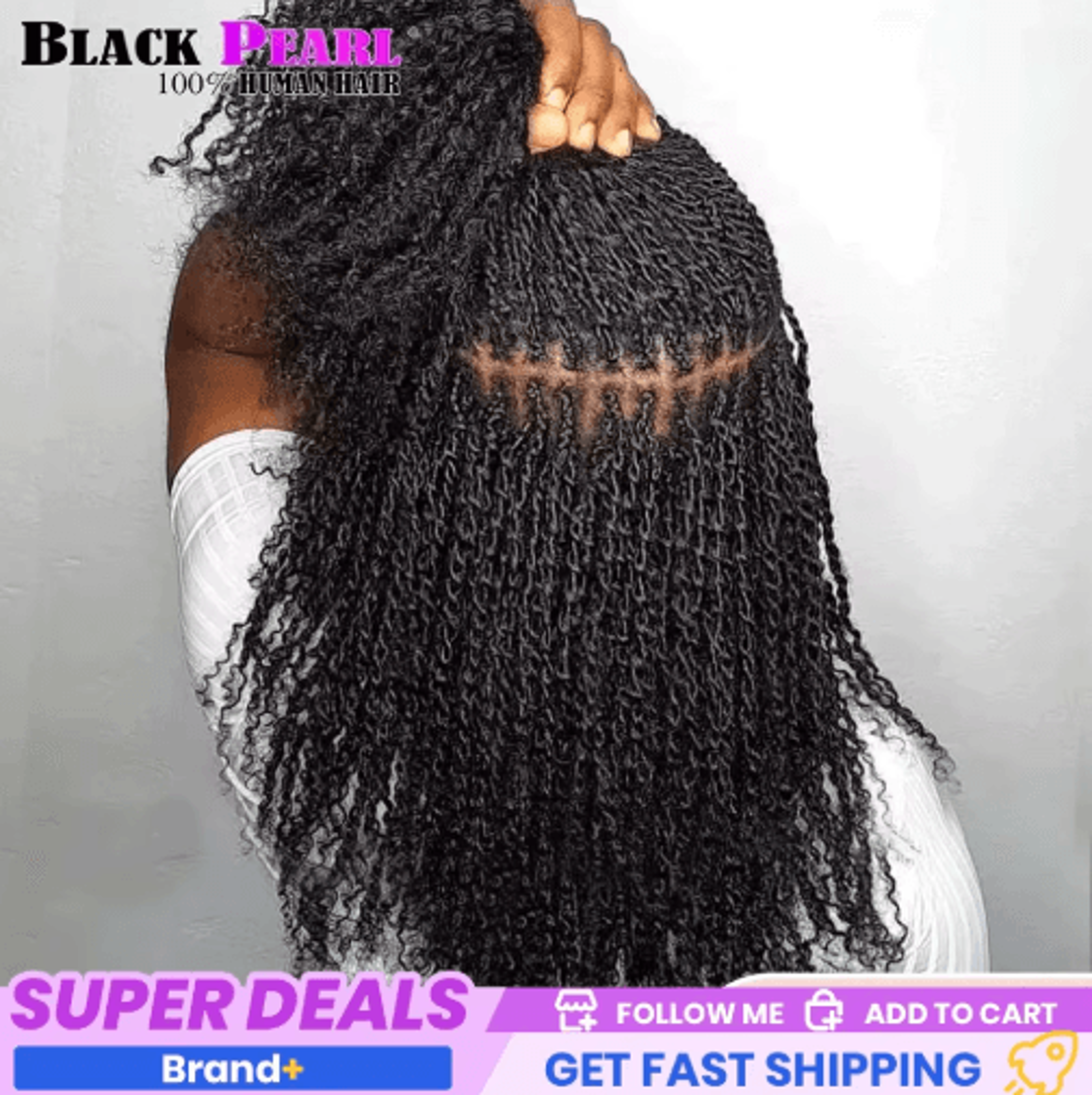 black pearl top peruvian kinky curly mini twist bulk human hair, 50g remy bundles