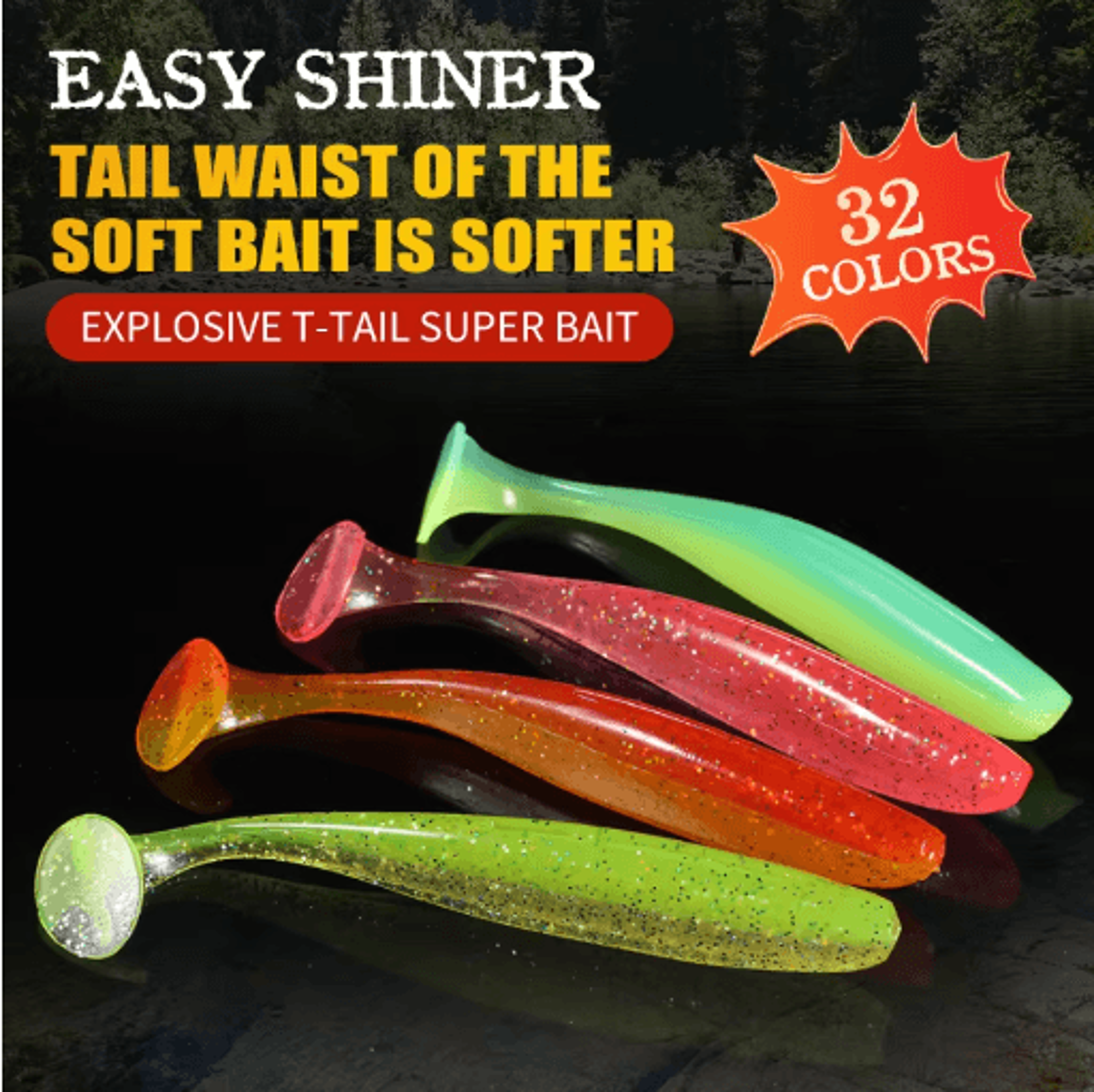 supercontinent double color soft shad lure t tail silicone fishing bait