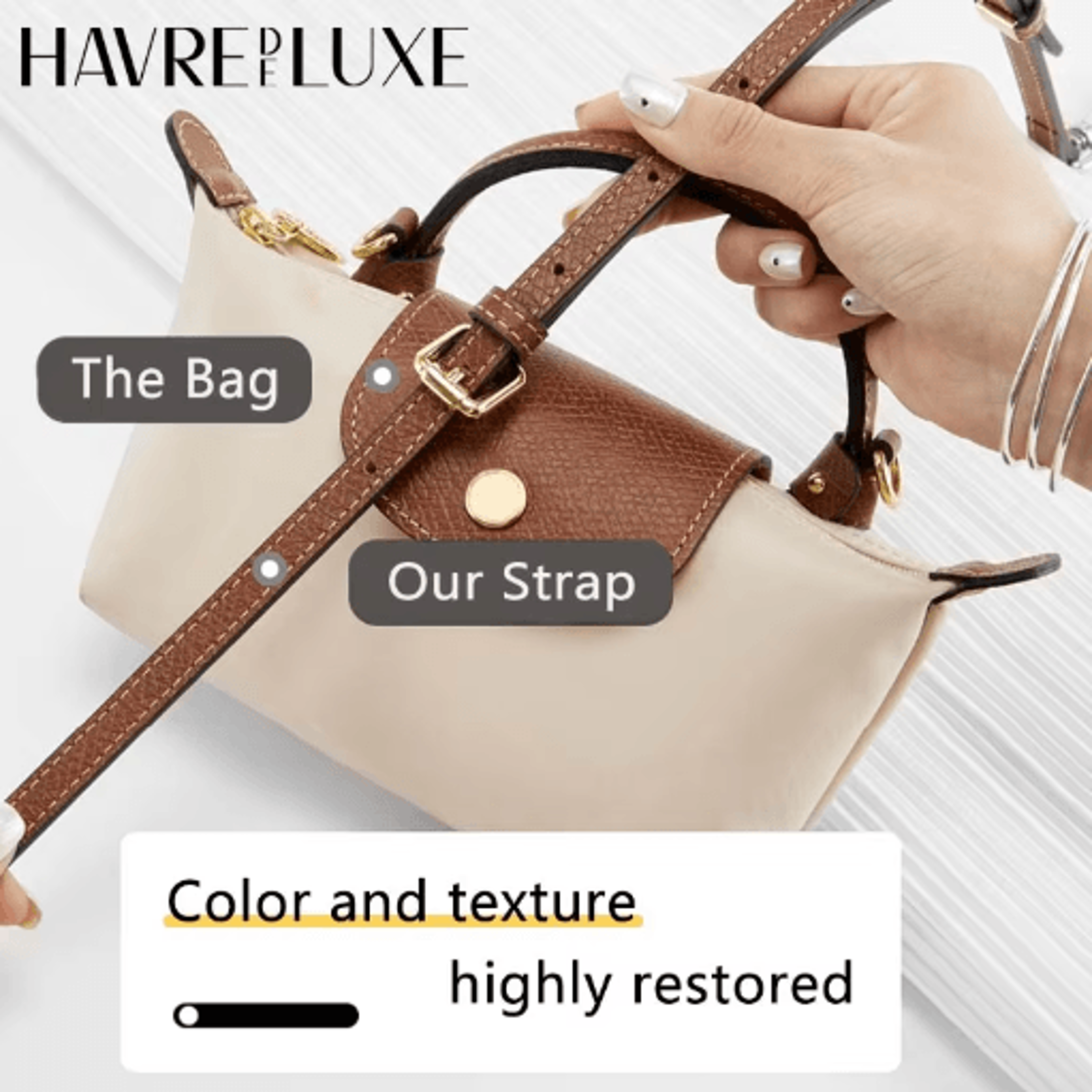 leather replacement crossbody strap for longchamp mini bag no punch adjustable shoulder strap