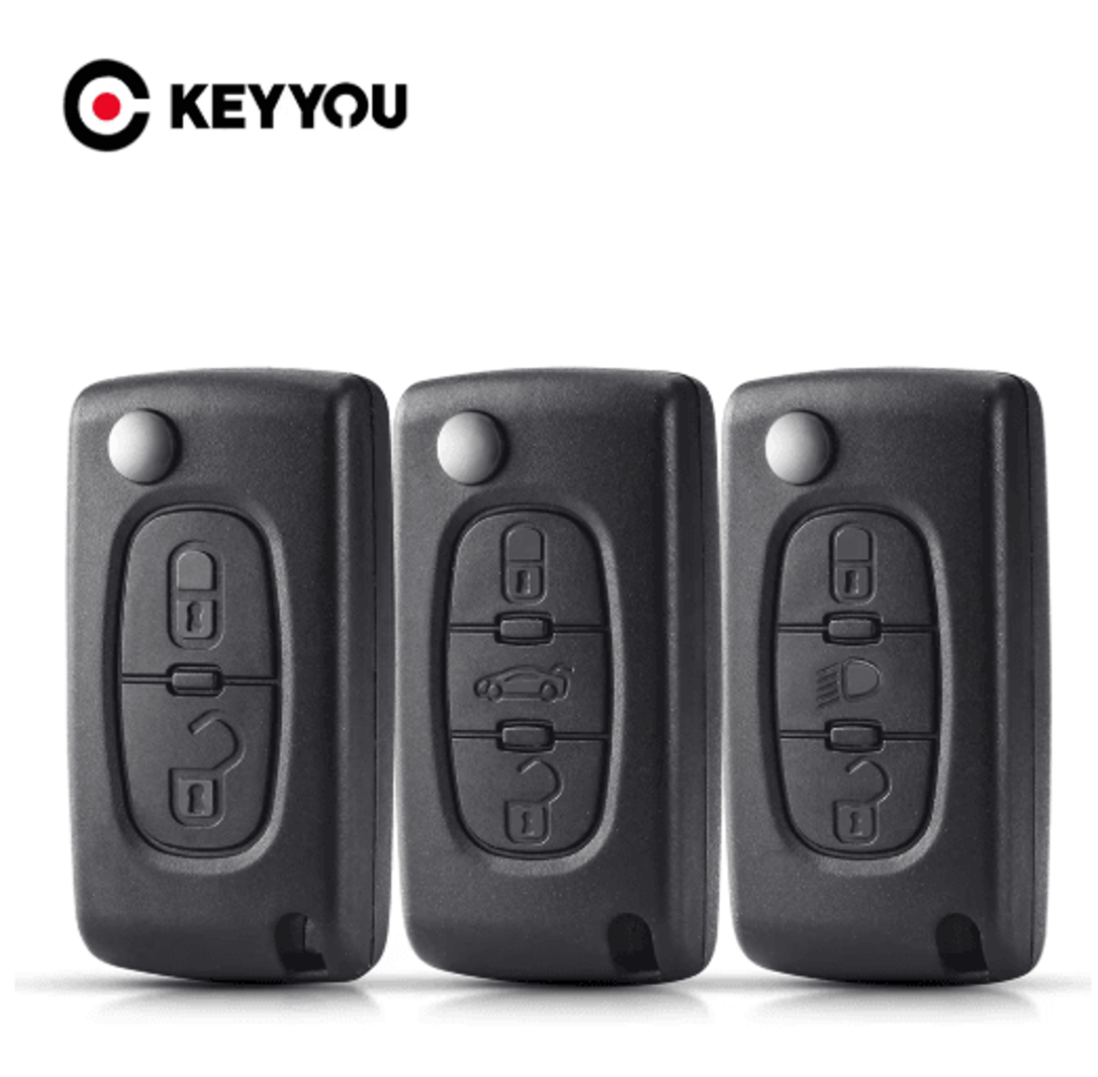 keyyou flip car key shell case for peugeot and citroen folding remote key cover 2 to 4 buttons