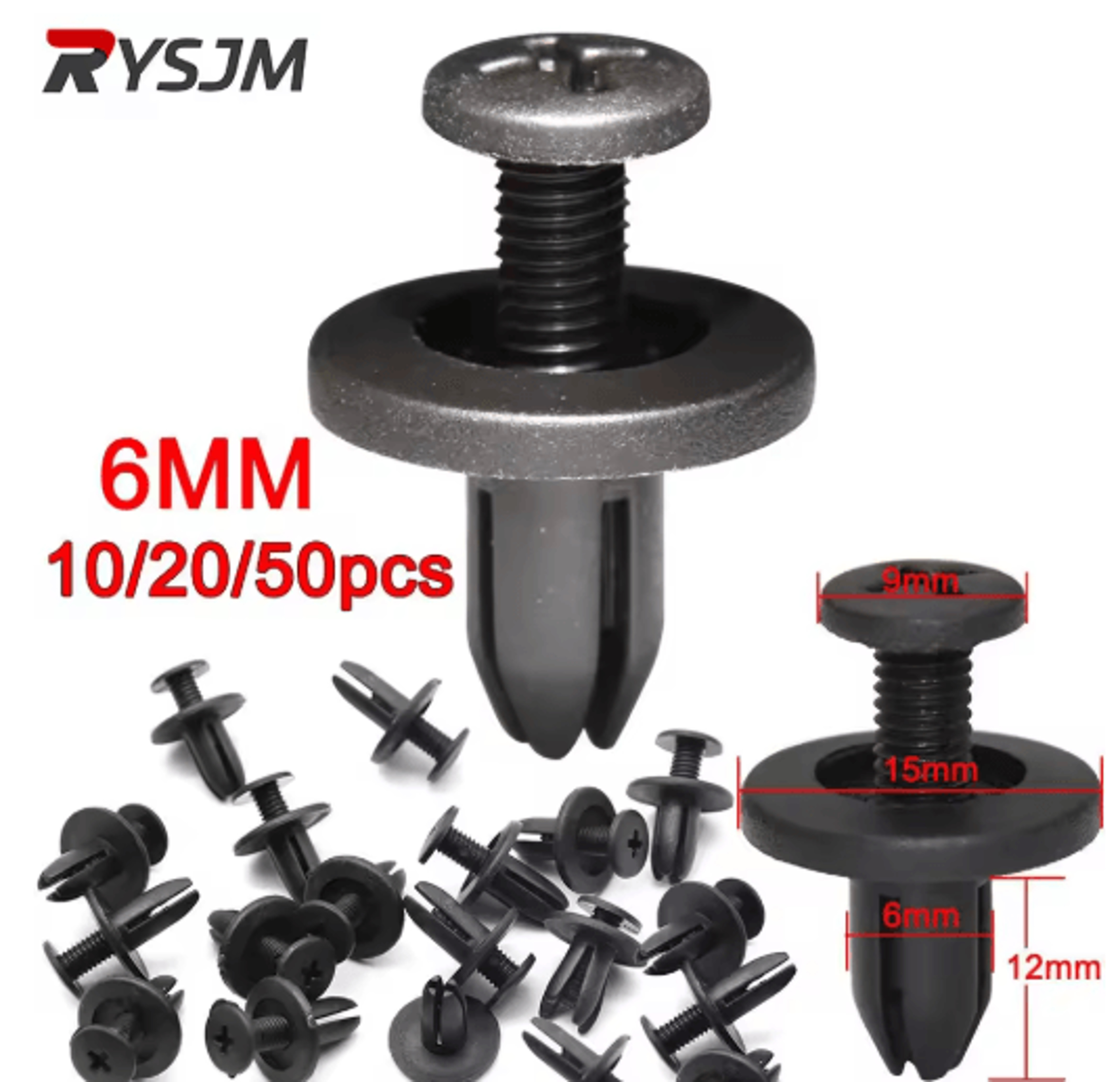 autolock 6mm push type plastic rivet fastener clips for toyota 10 to 50pcs