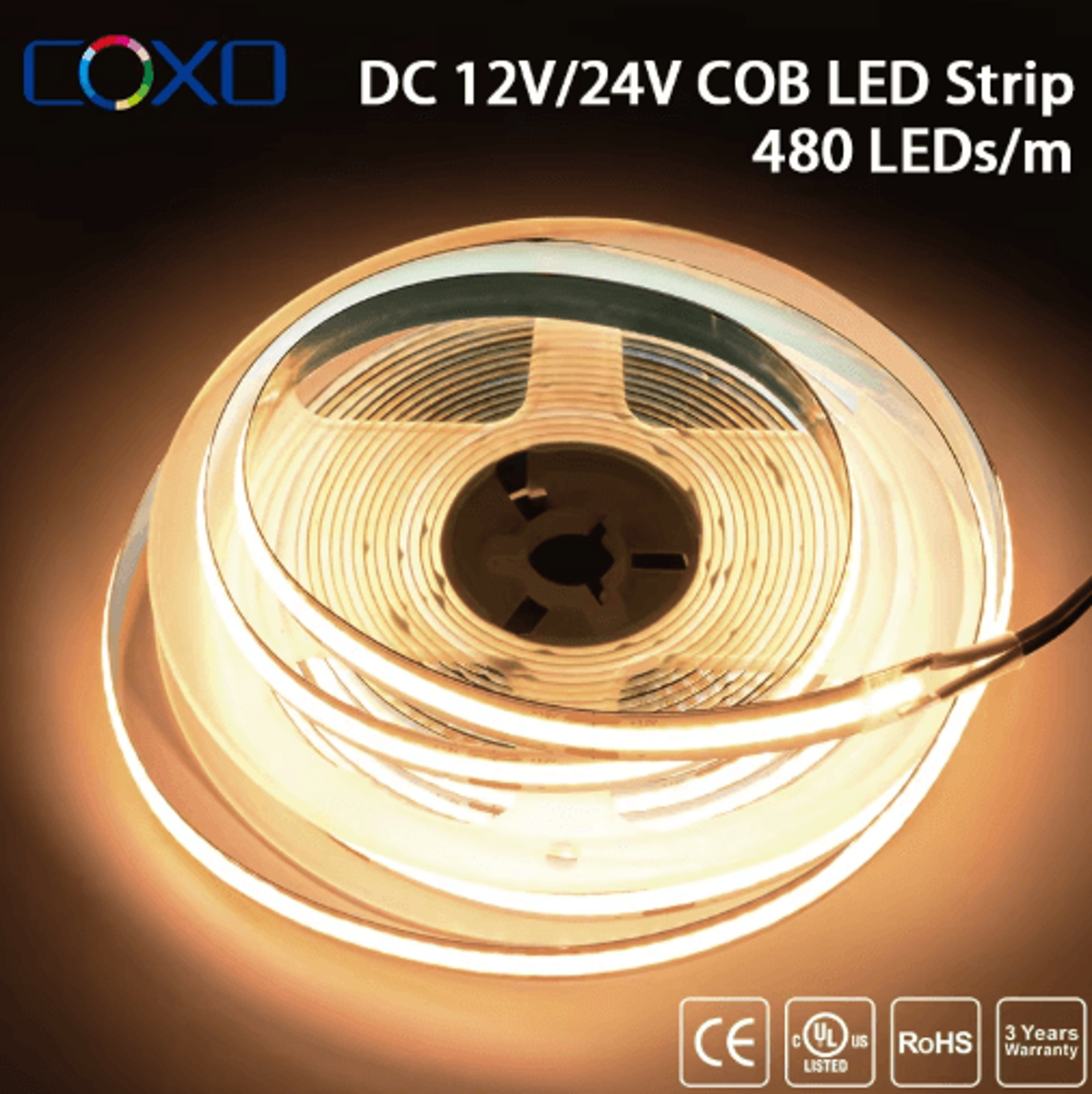 proglow ul-listed high-density cob led strip light (16.4ft, ra90)