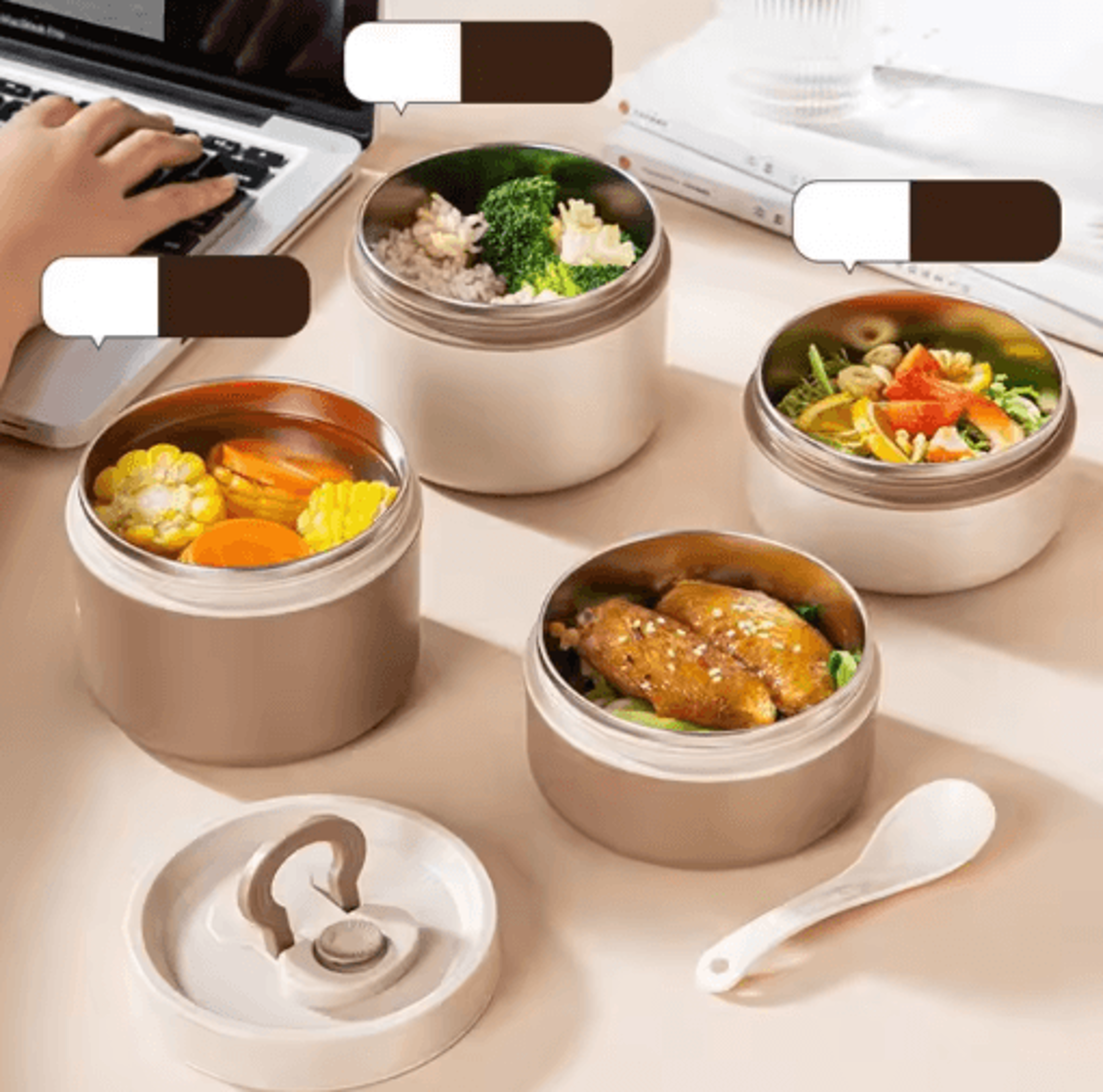 stainless steel food thermal jar insulated soup cup lunch container 350ml 650ml