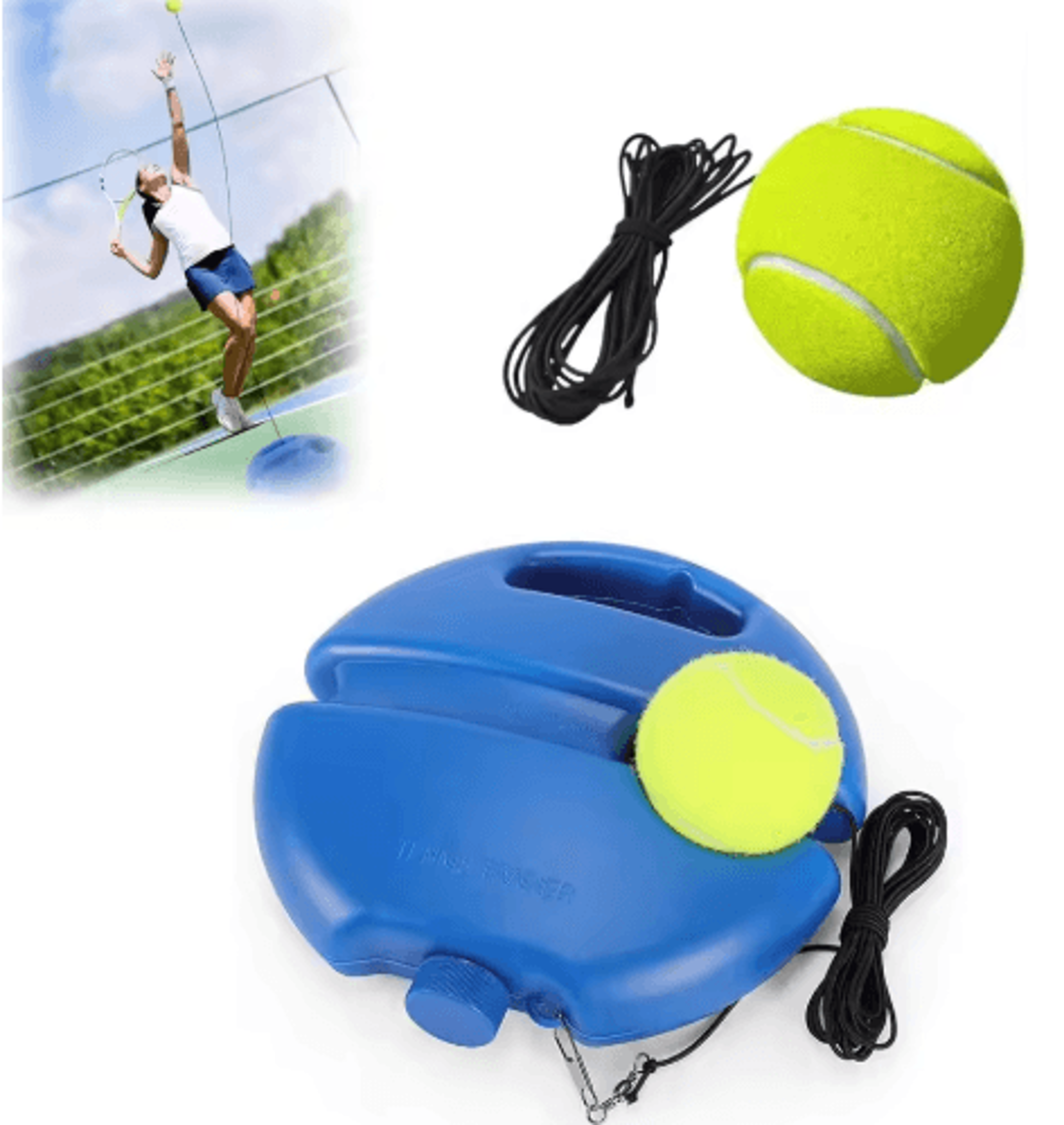 tennis trainer rebound ball set – self practice training tool with string & baseboard