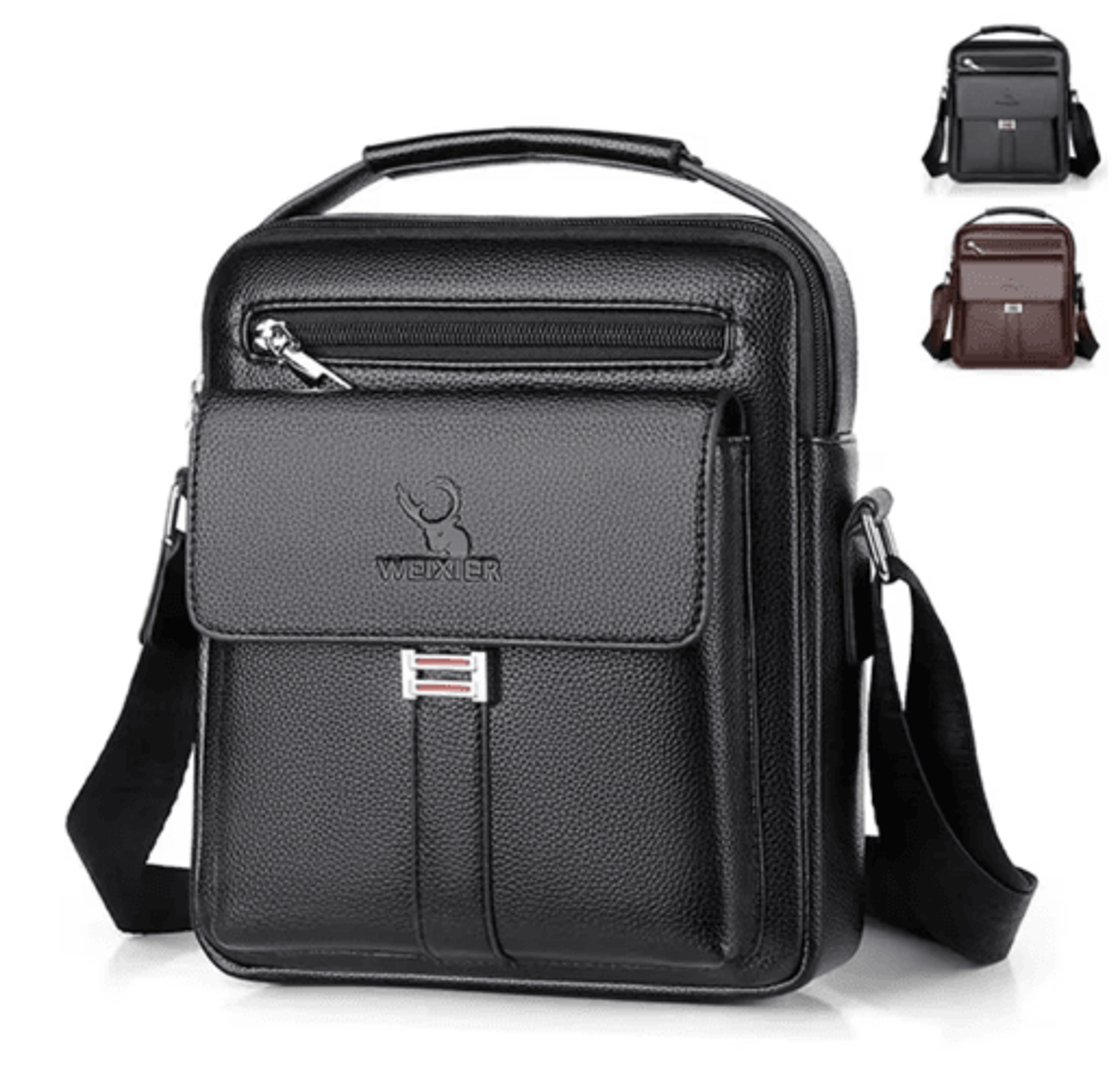 mens pu leather shoulder bag – business flap crossbody messenger bag