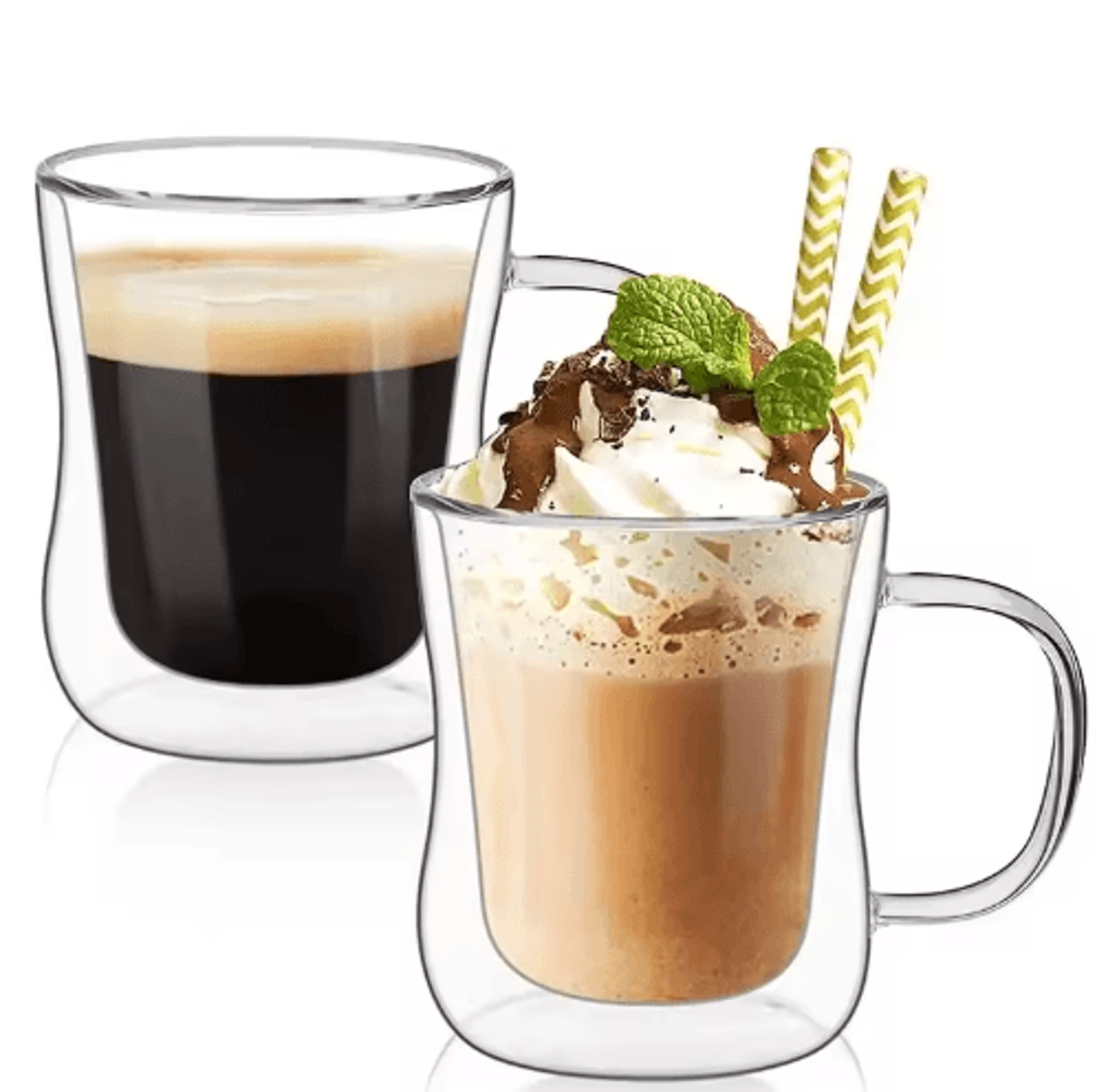 handmade double wall glass cup set – heat-resistant transparent beer, coffee & whiskey mugs