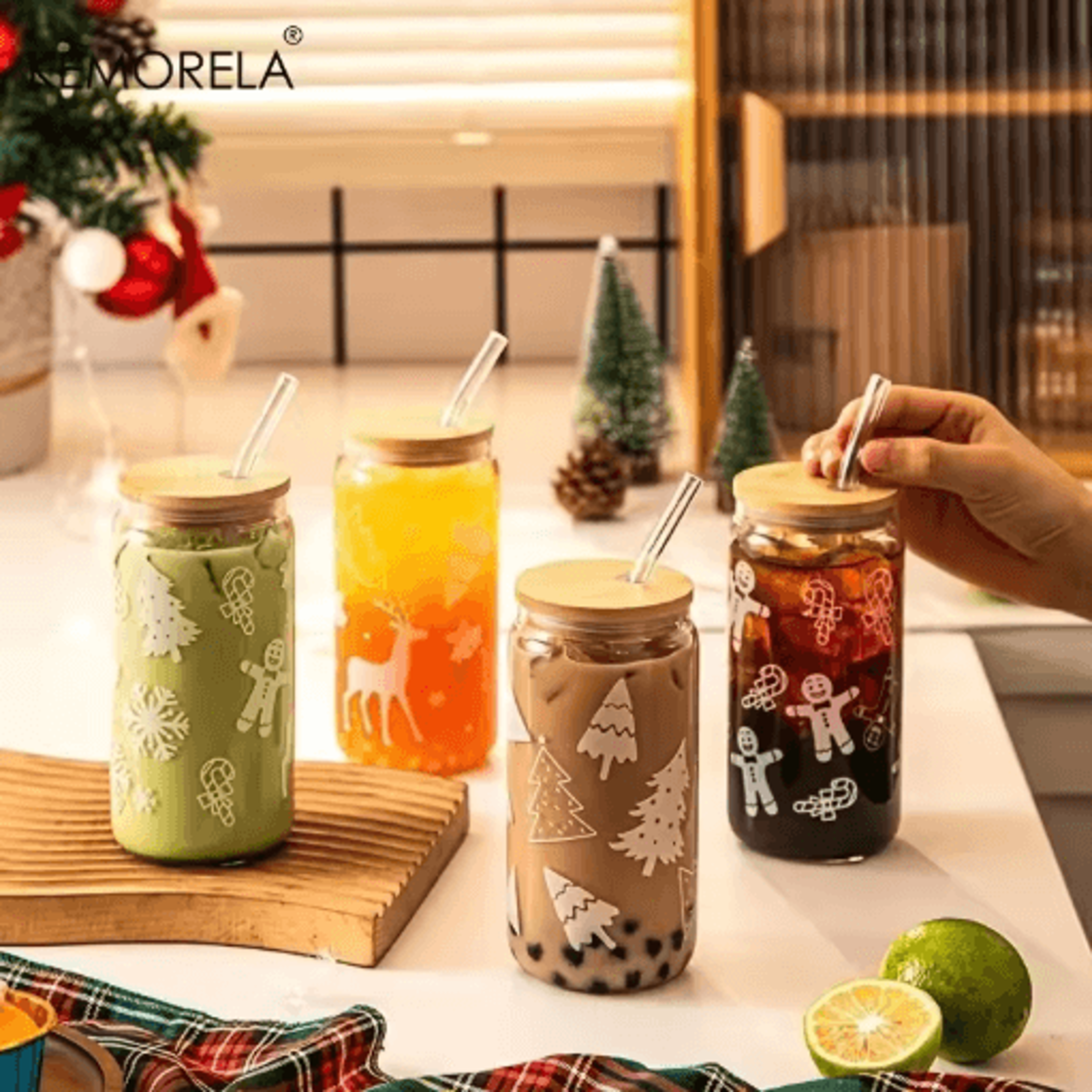 christmas beer can glass cup with lid and straw 480 ml holiday coffee and drink tumbler 1 to 4 pcs