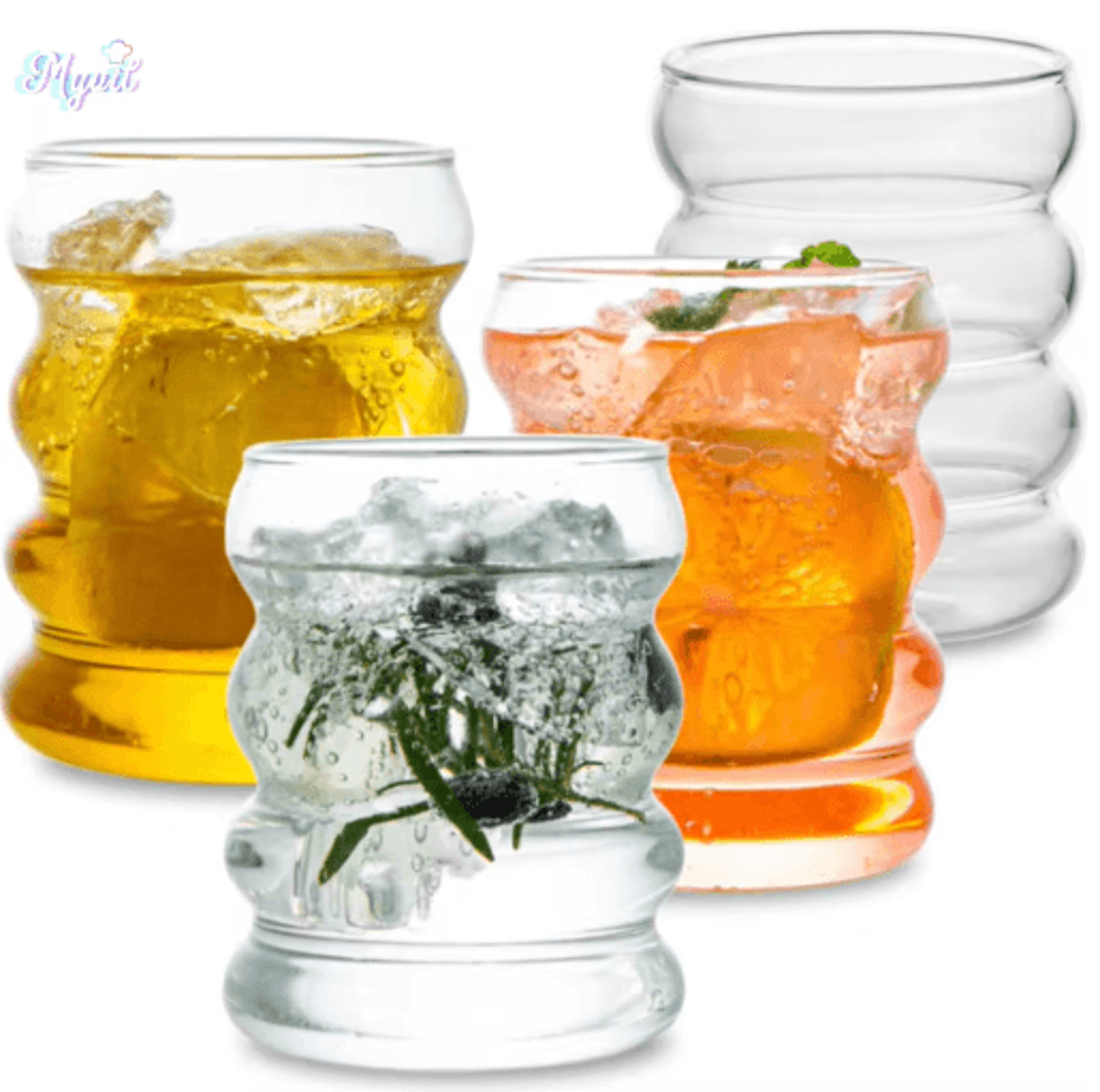 creative heat resistant glass tumbler 350 ml ripple glass mug for coffee tea and juice 1 to 4 pcs