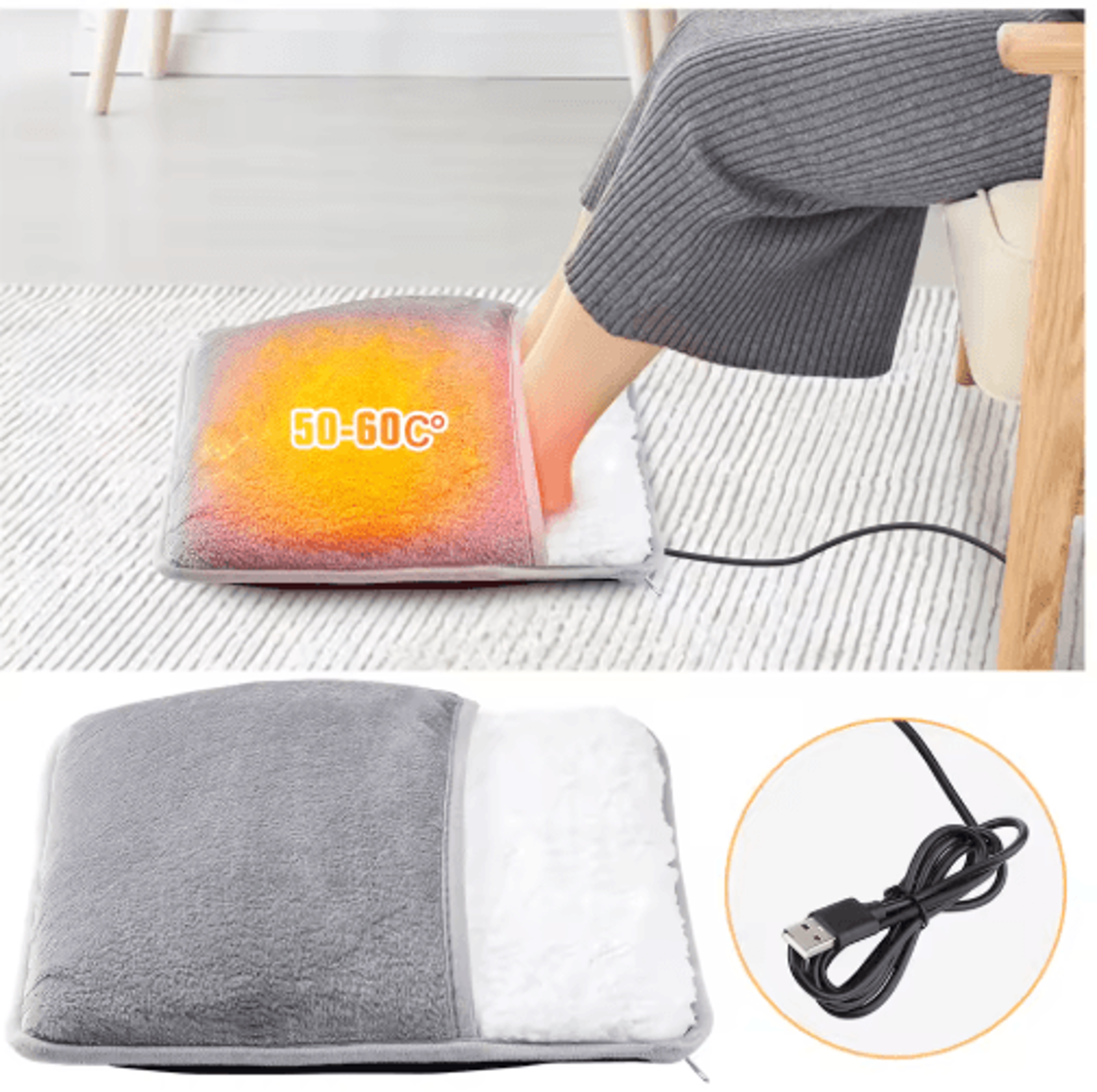 winter electric foot heating pad – usb plush foot warmer mat for cozy sleep & home comfort