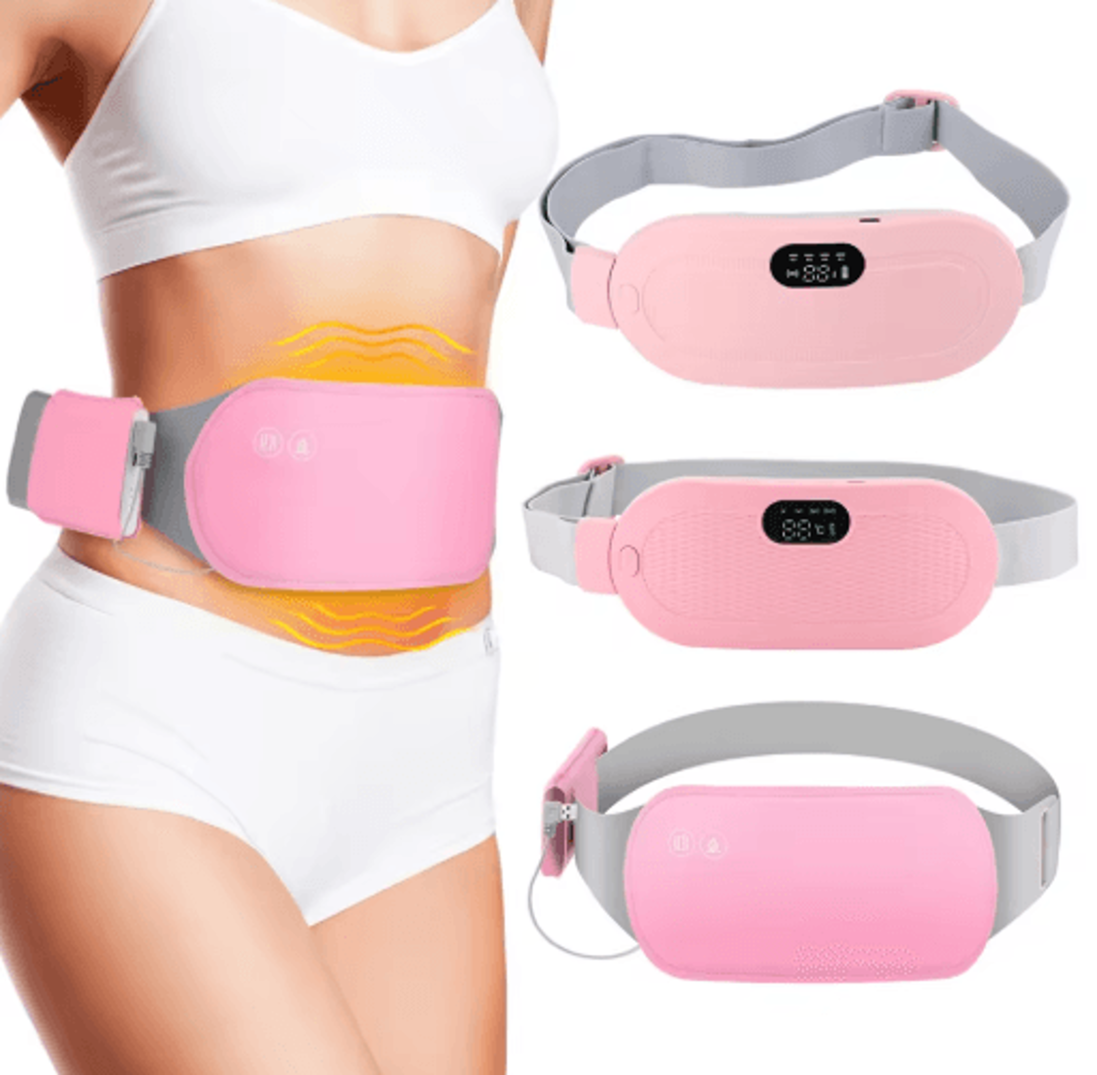 comfortease portable heated massage belt for menstrual comfort