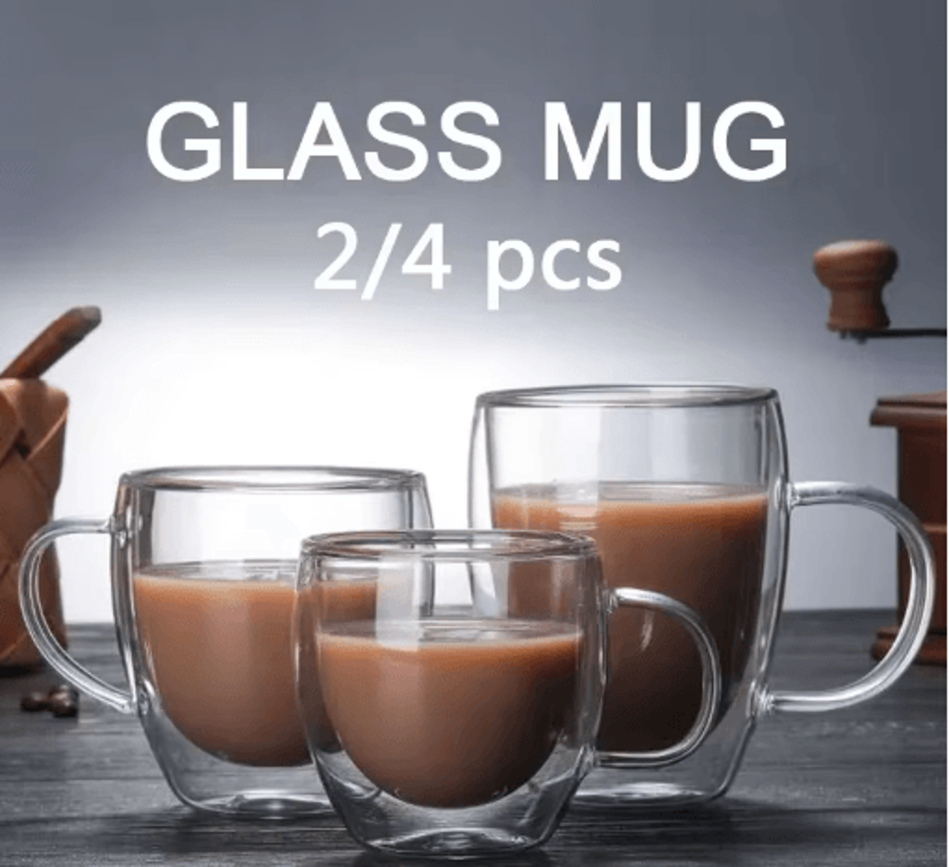 thermoclear double wall glass coffee cup heat-resistant drinkware set