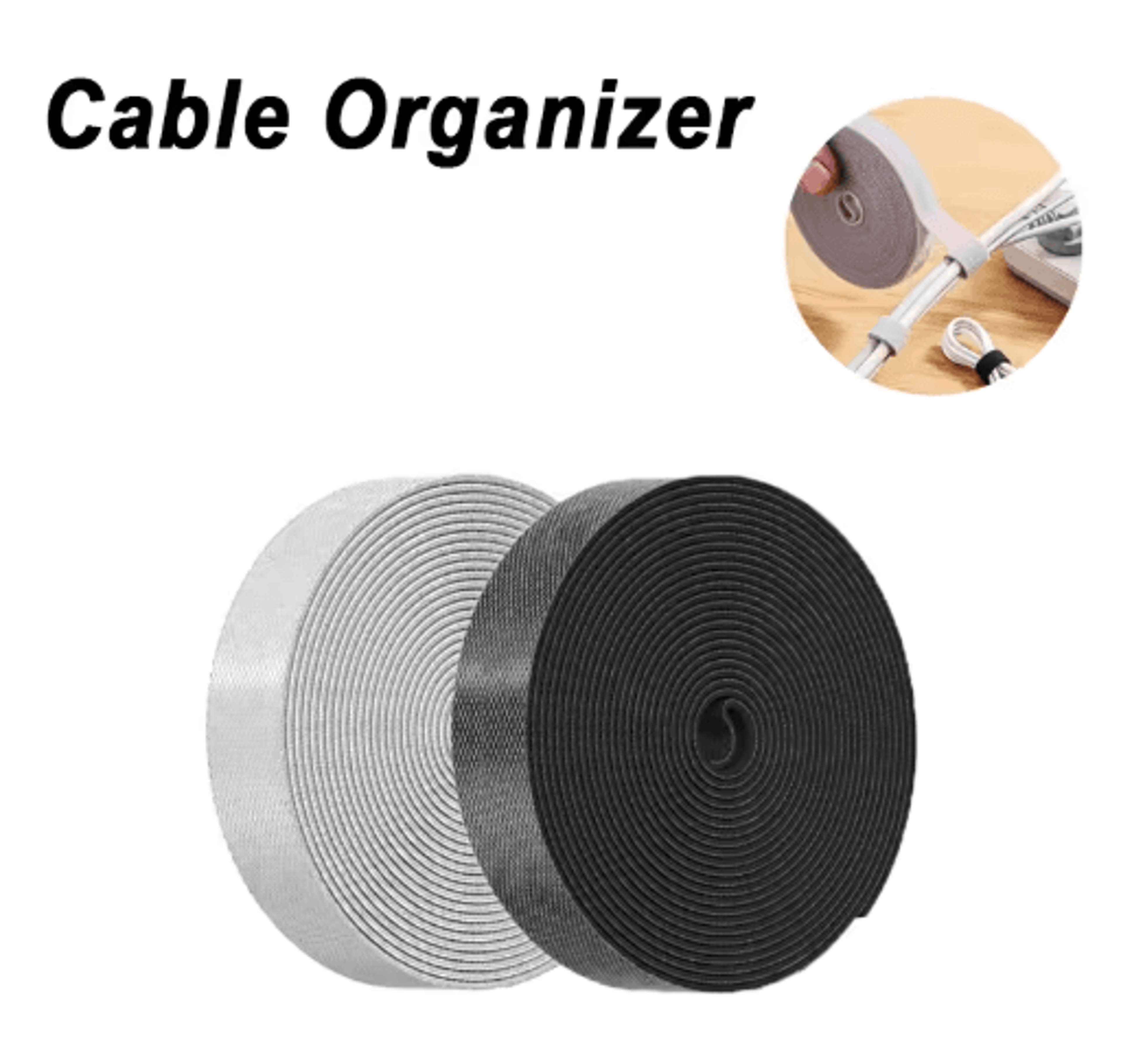 5m reusable cable organizer straps – free-cut fastening tape for desk & wire storage