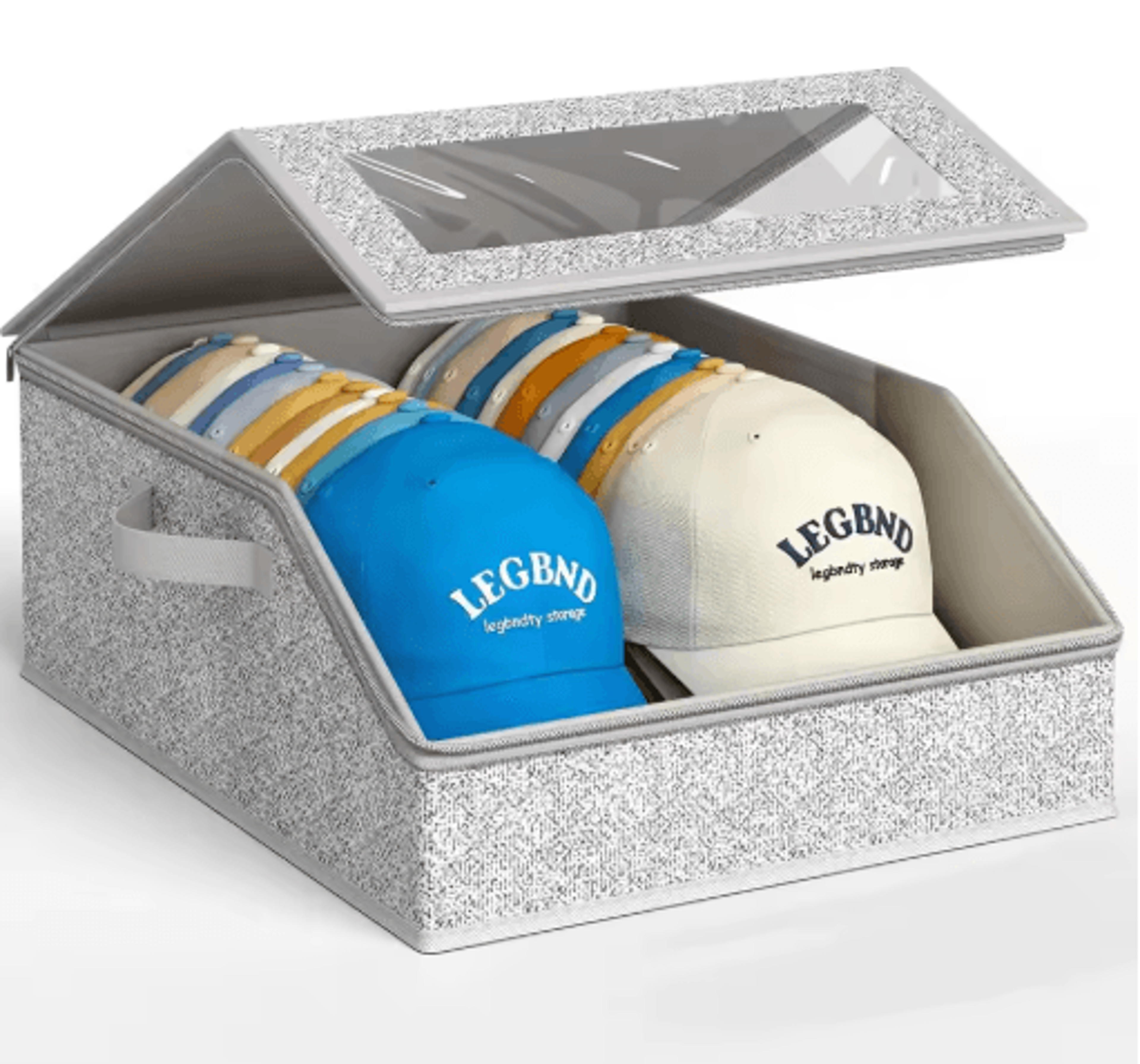 foldable baseball cap storage box for 24 hats with zipper closure