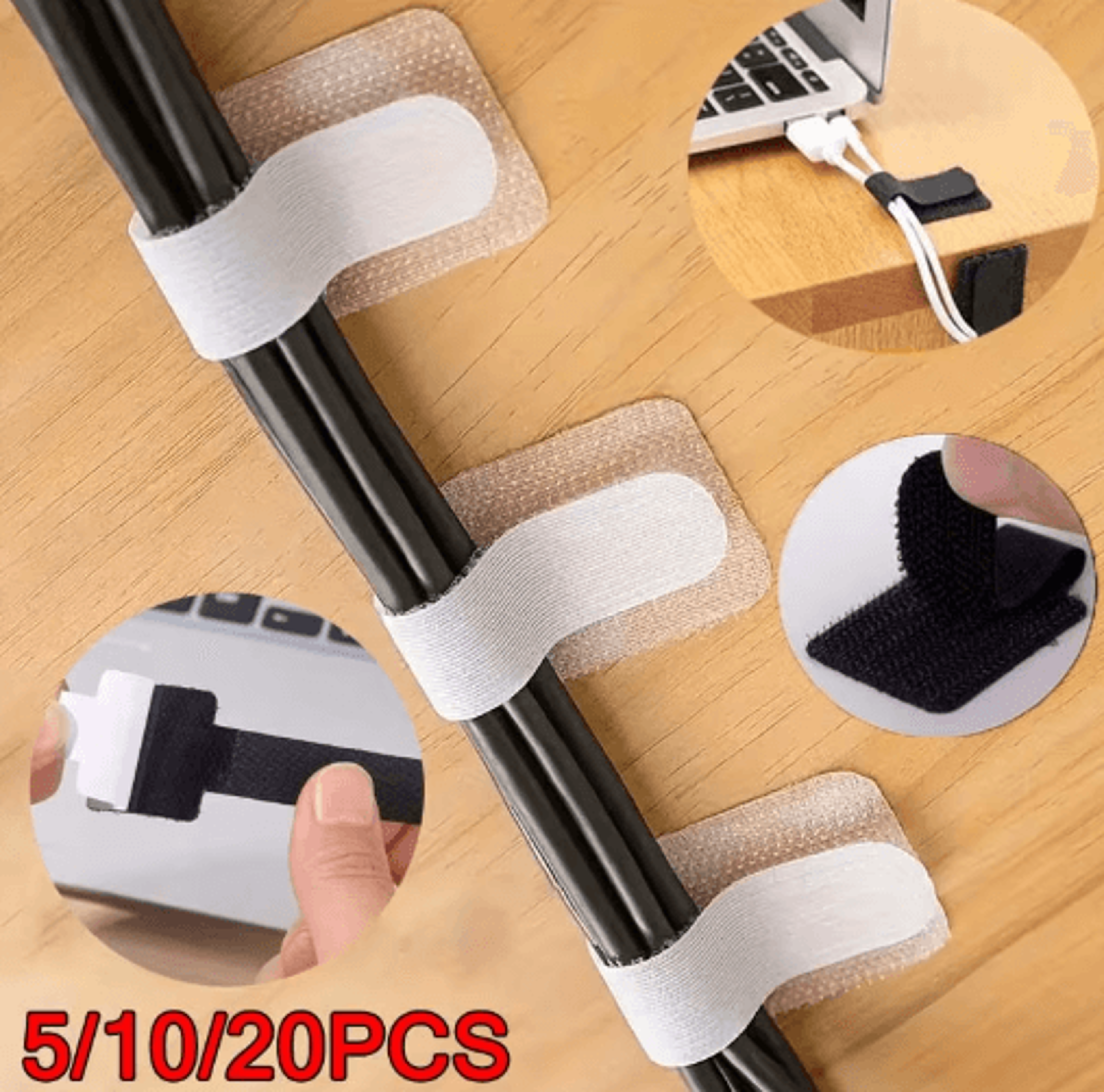 reusable self-adhesive cable ties and adjustable cord organizer straps