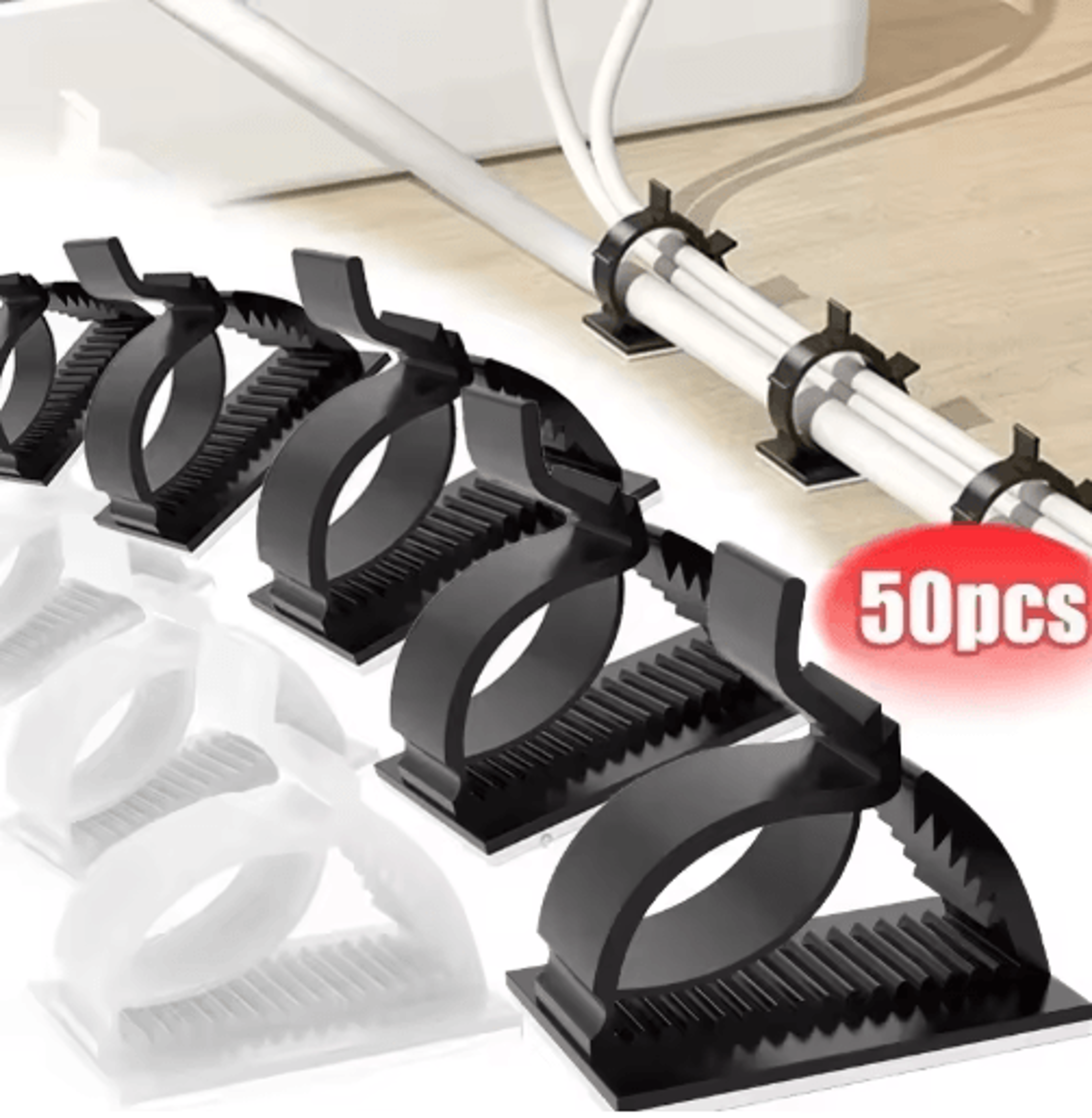 universal adjustable self-adhesive cable clips for desk, home, office & car