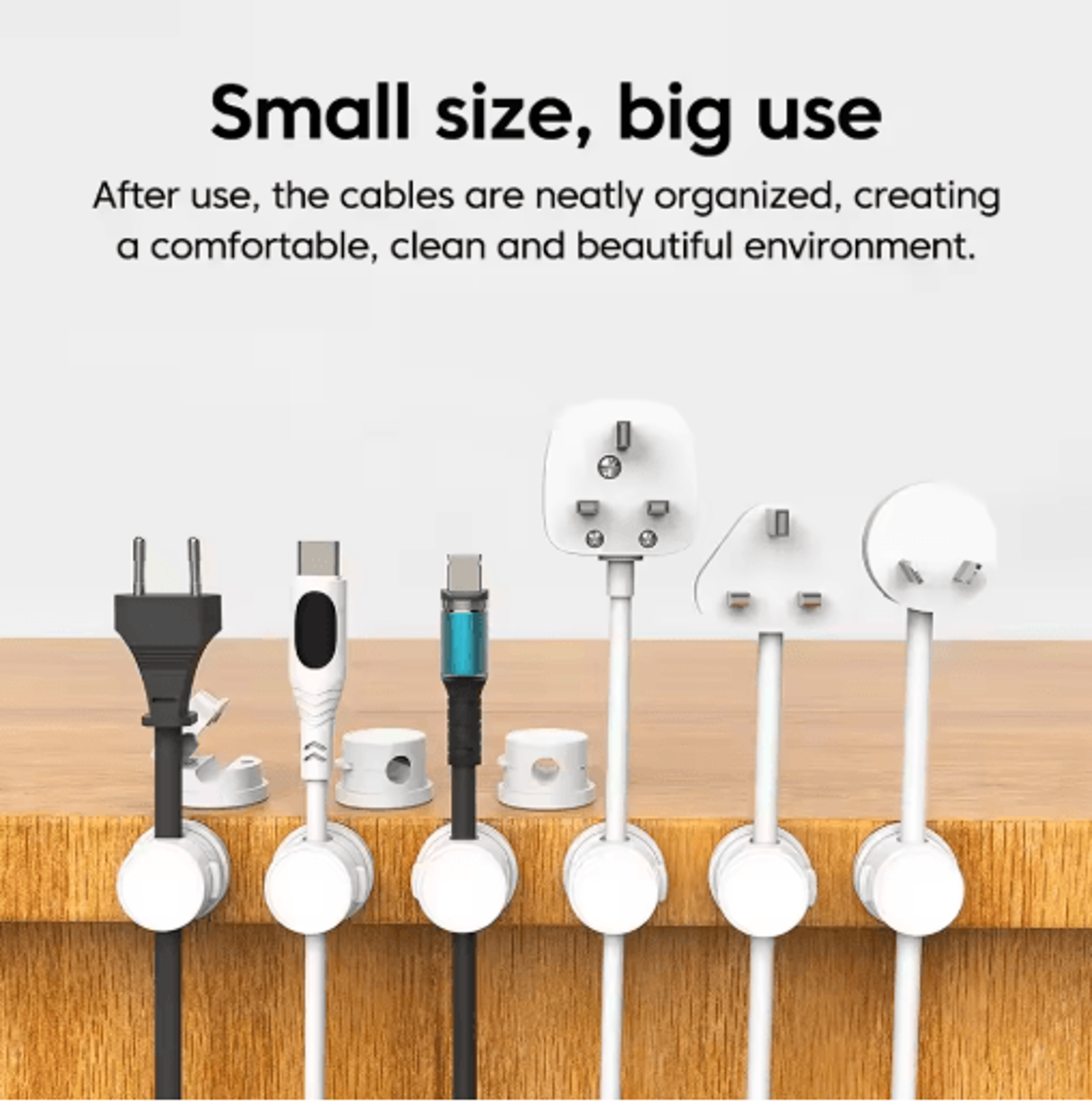 360° rotating magnetic cable clip organizer with adhesive base