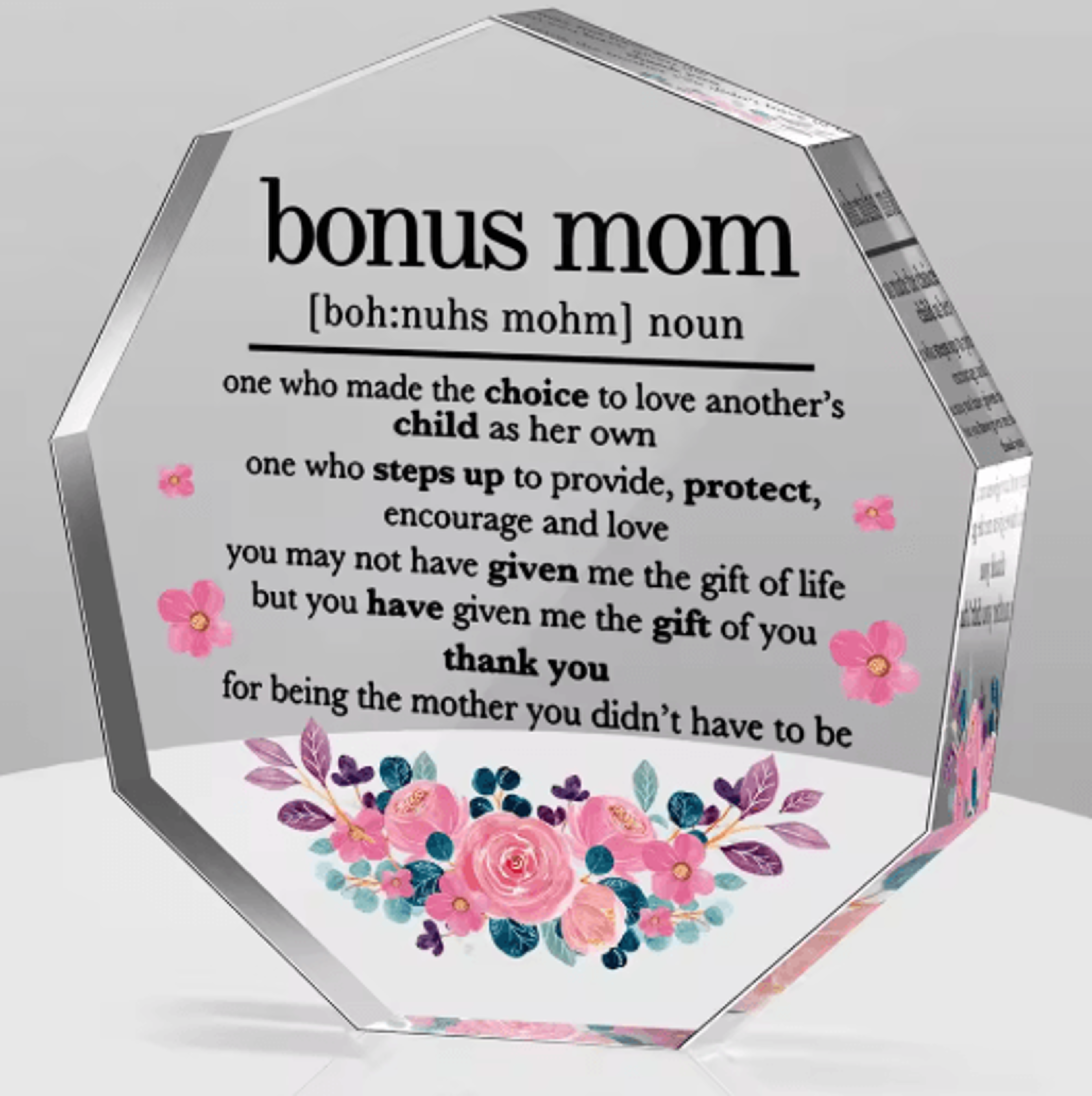 bonus mom acrylic decorative plaque gift