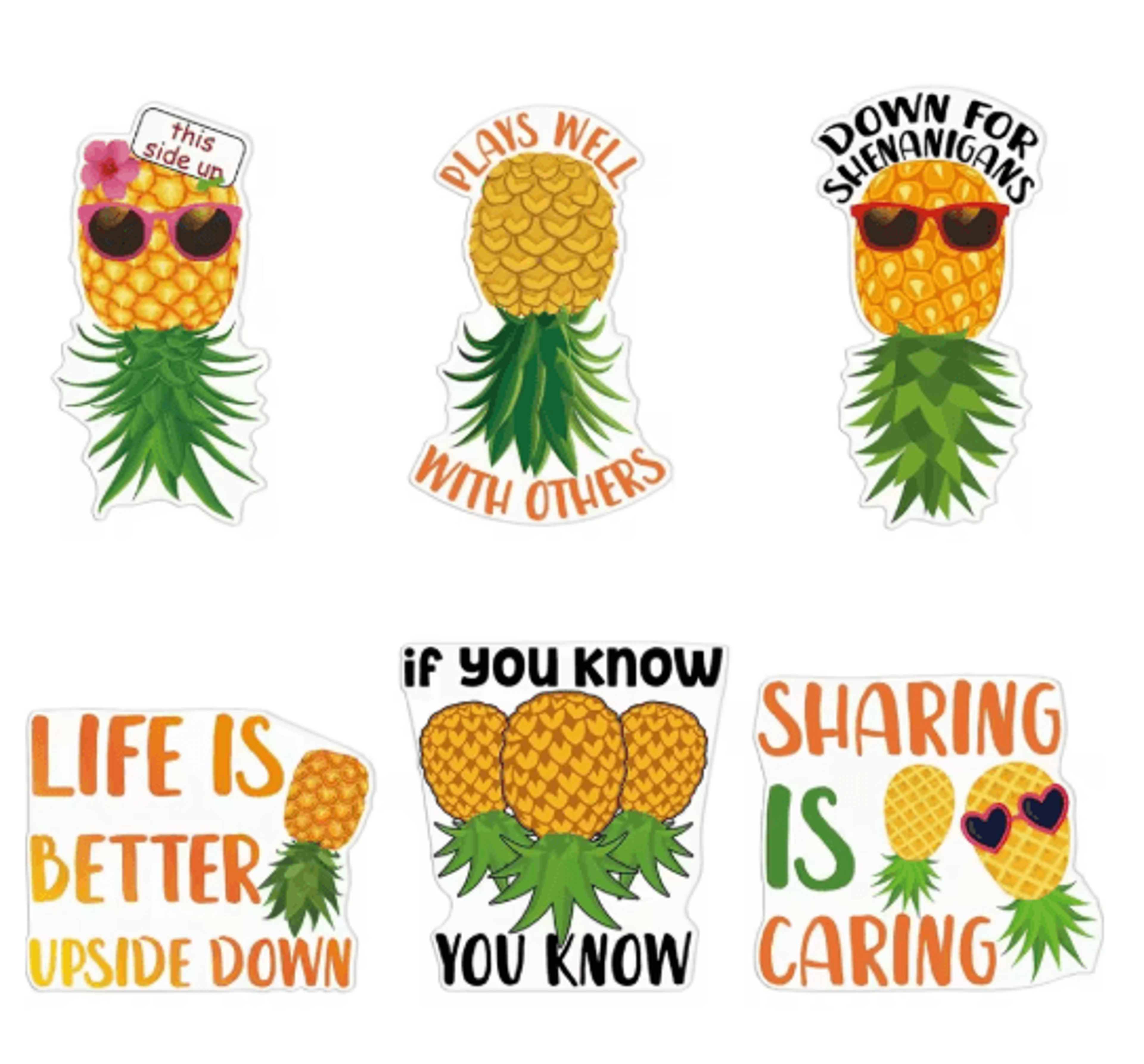 upside down pineapple magnetic cruise door decorations – 6-piece set