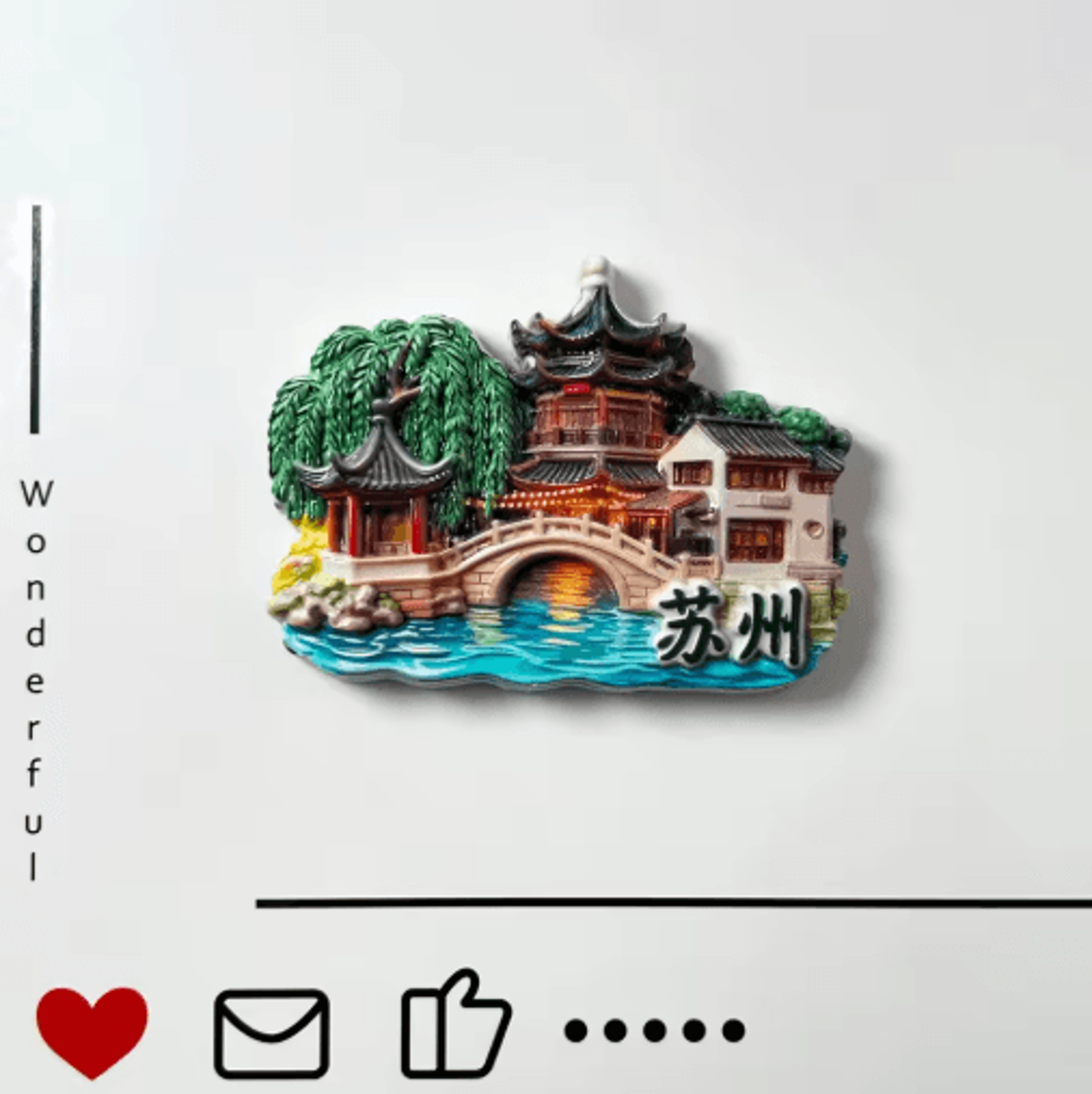 suzhou gardens moon tower relief landscape home decor souvenir
