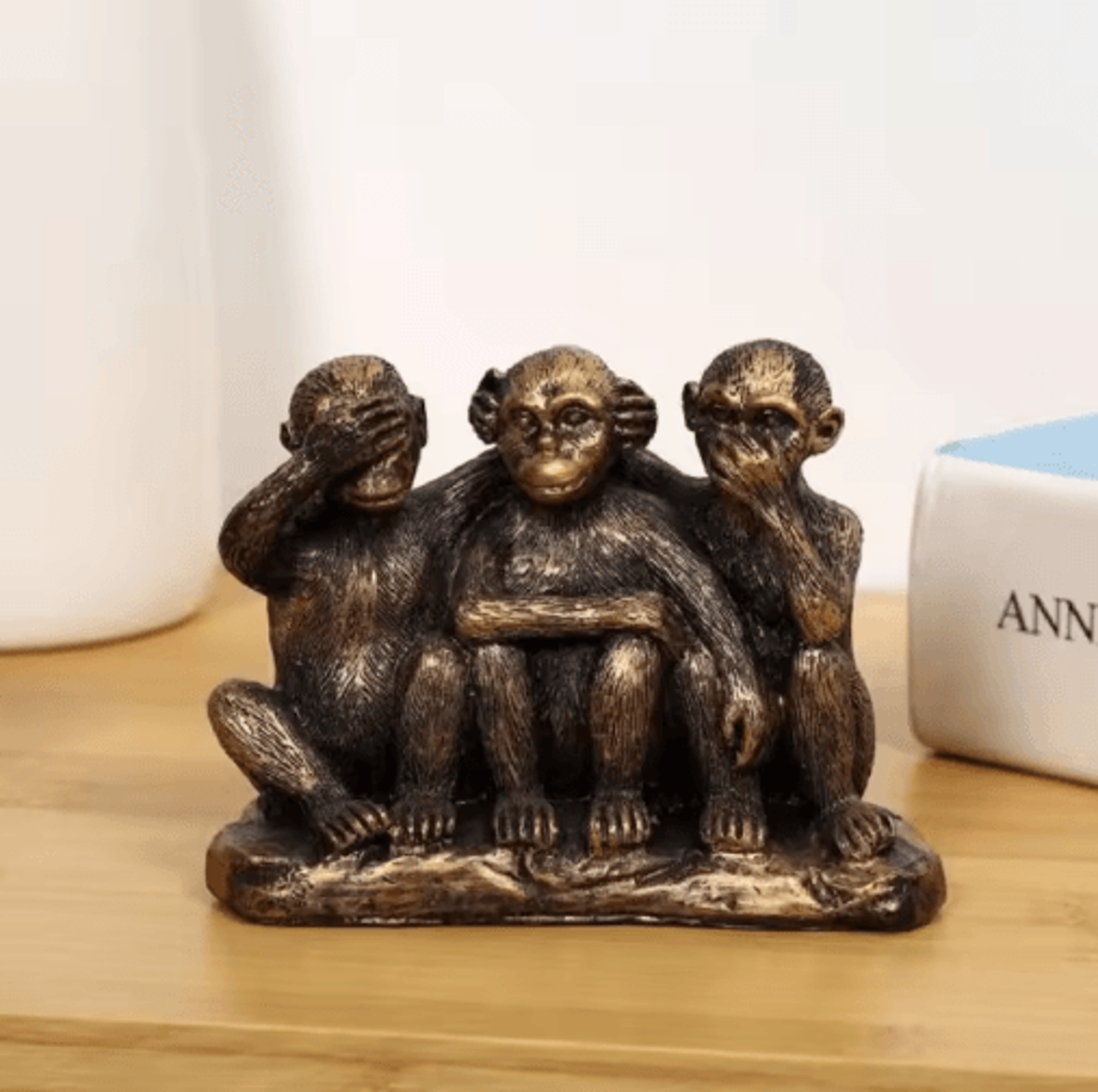 creative three wise monkeys resin figurine for home decor & gifting