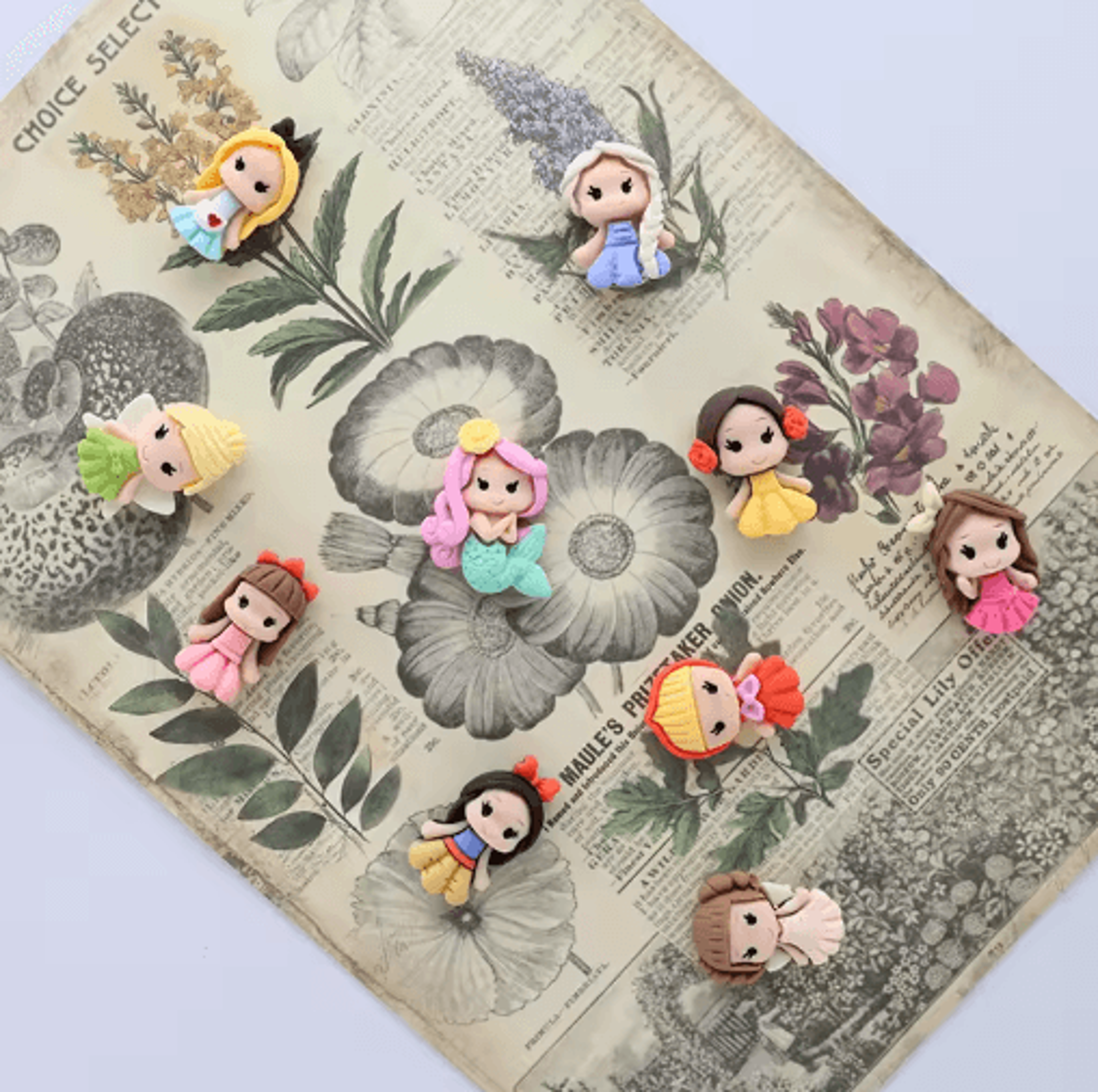 cute princess girl fridge magnets set decorative photo hooks & memo pins (10 styles)