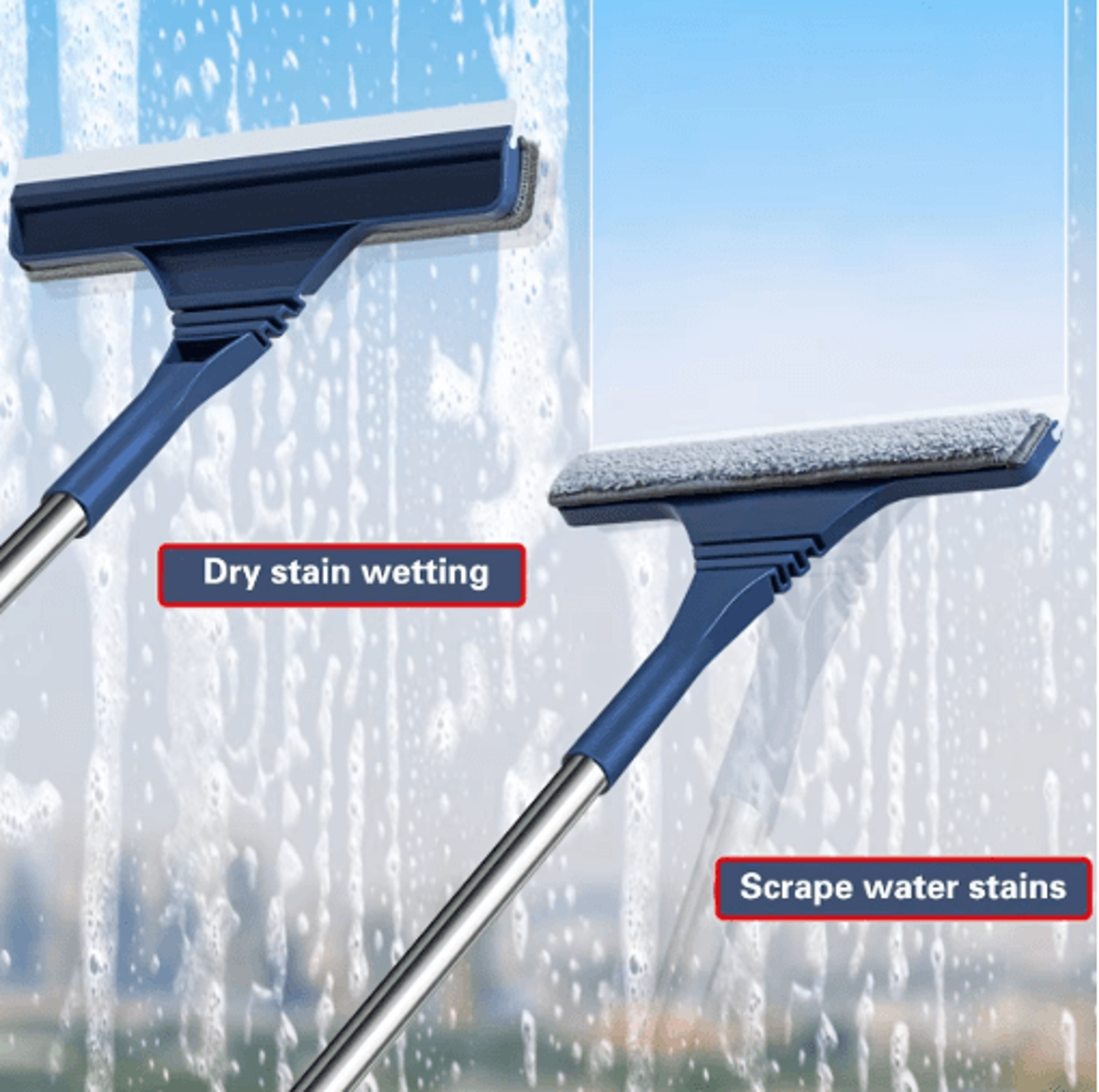2-in-1 window mesh screen brush – dual-sided telescopic window mop & squeegee