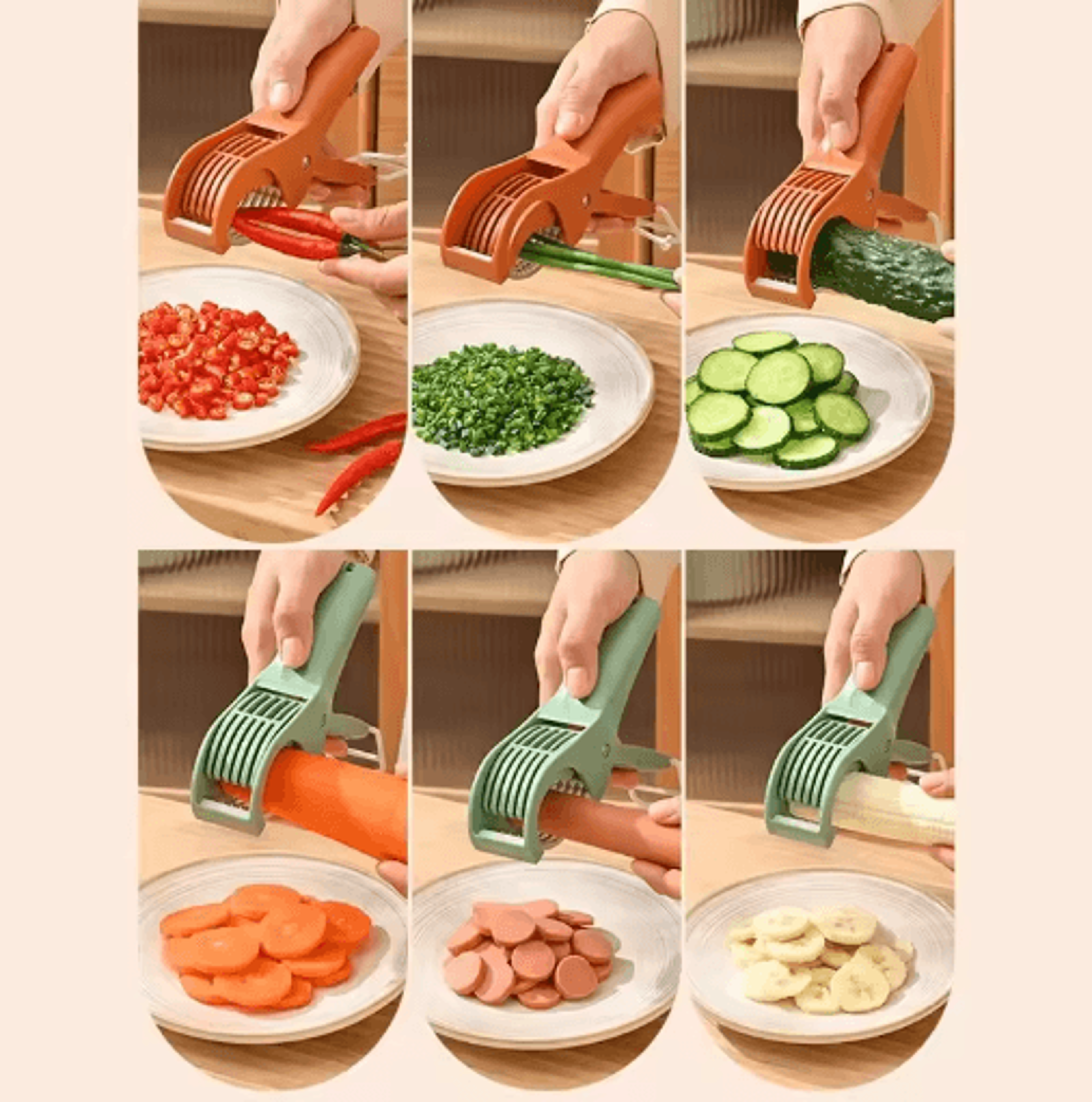 hoofun stainless steel vegetable slicer and multi functional salad cutter
