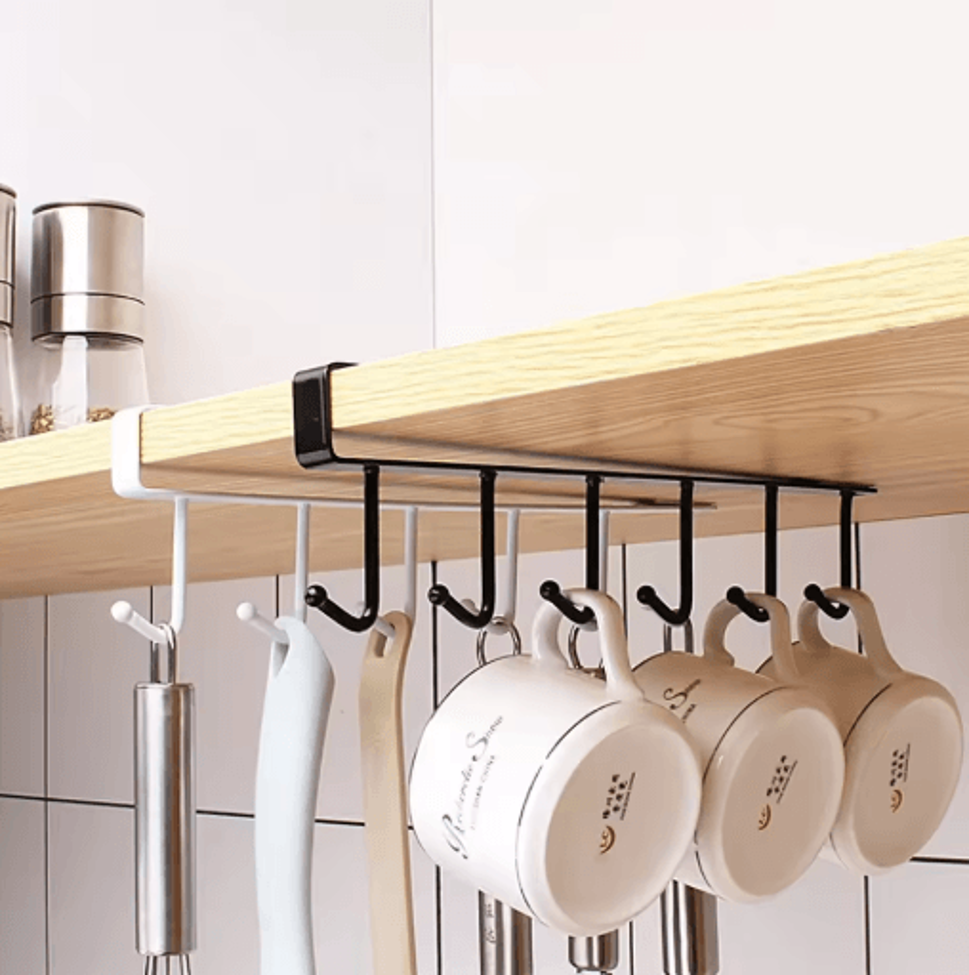 multifunction 6 hook coffee cup holder rack for cabinet storage