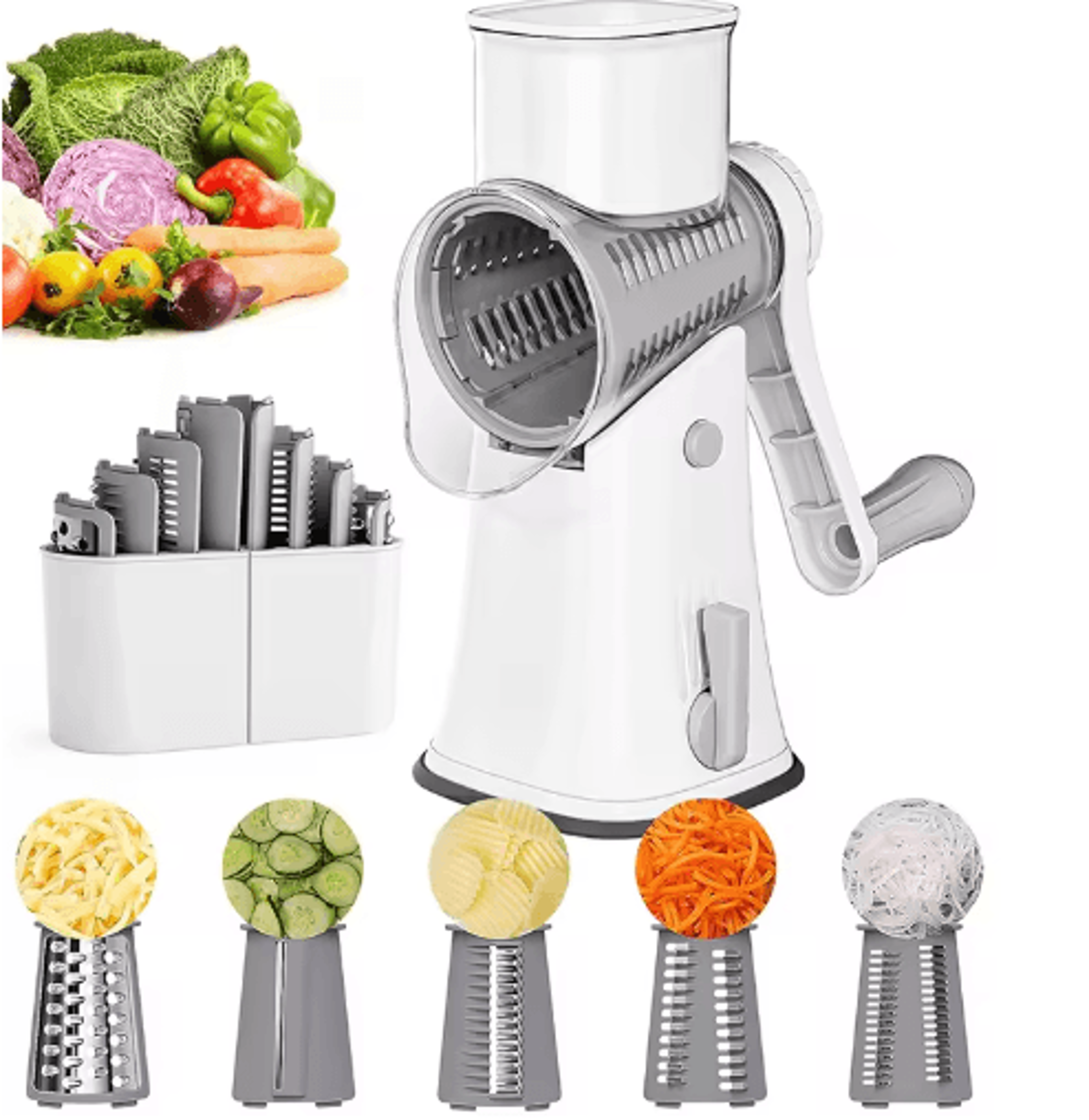 lmetjma 5-in-1 rotary cheese grater and vegetable slicer