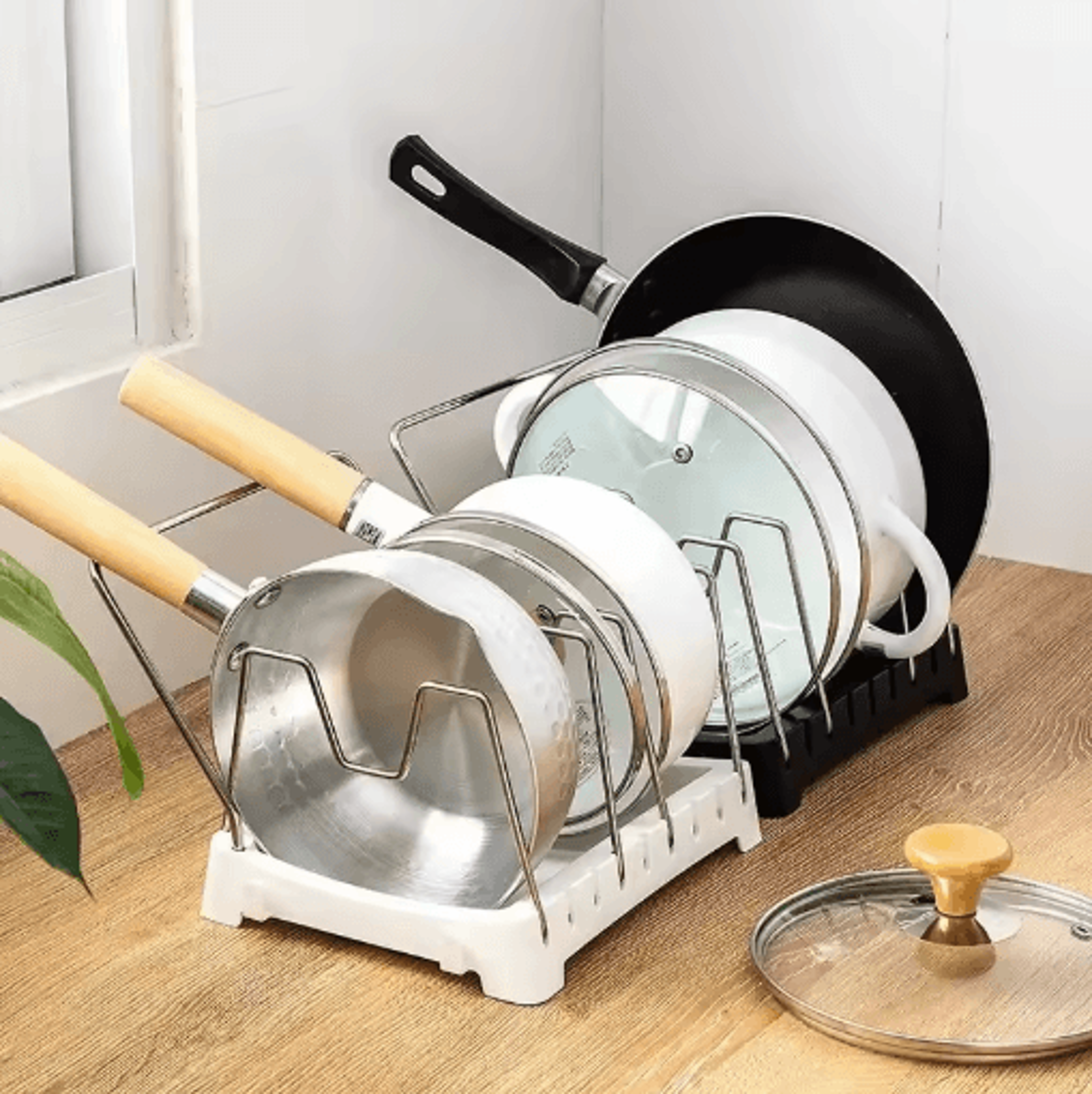 flexistore expandable stainless steel pots and pans organizer rack