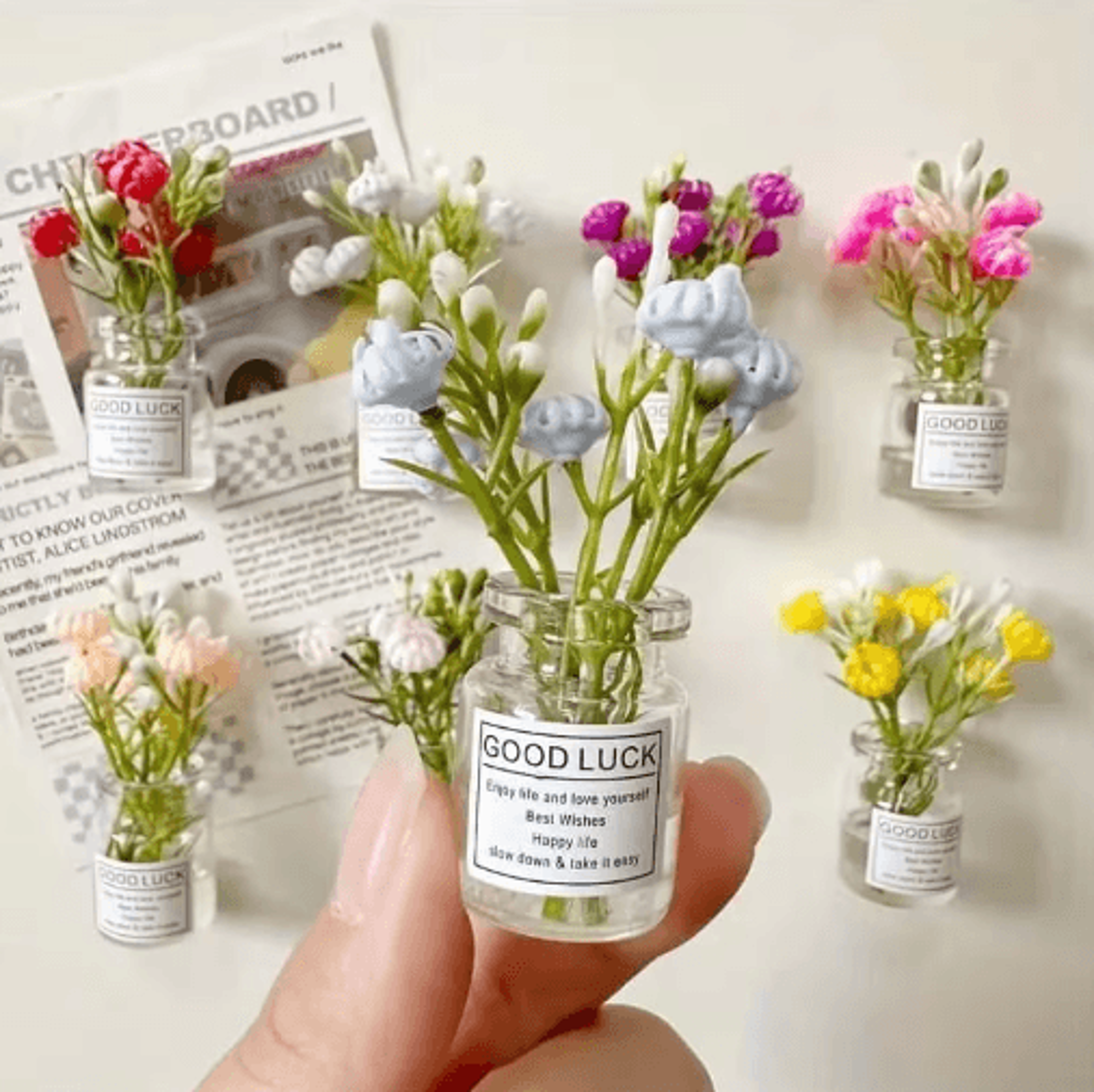 8pcs mini vase magnets set – cute 3d refrigerator magnets for kitchen fridge decor