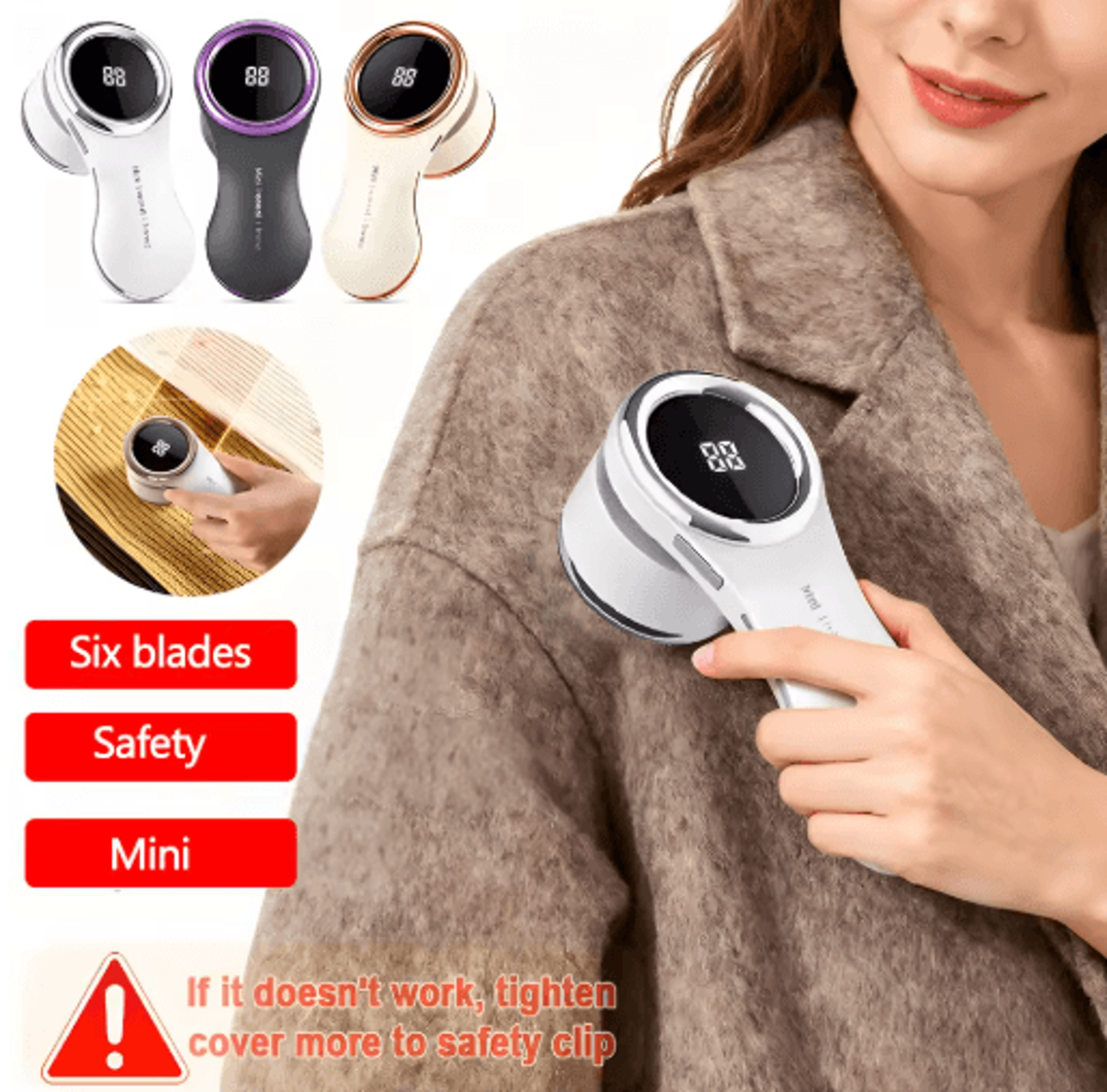 usb rechargeable electric lint remover with lcd display – portable fabric shaver for clothes and sweaters