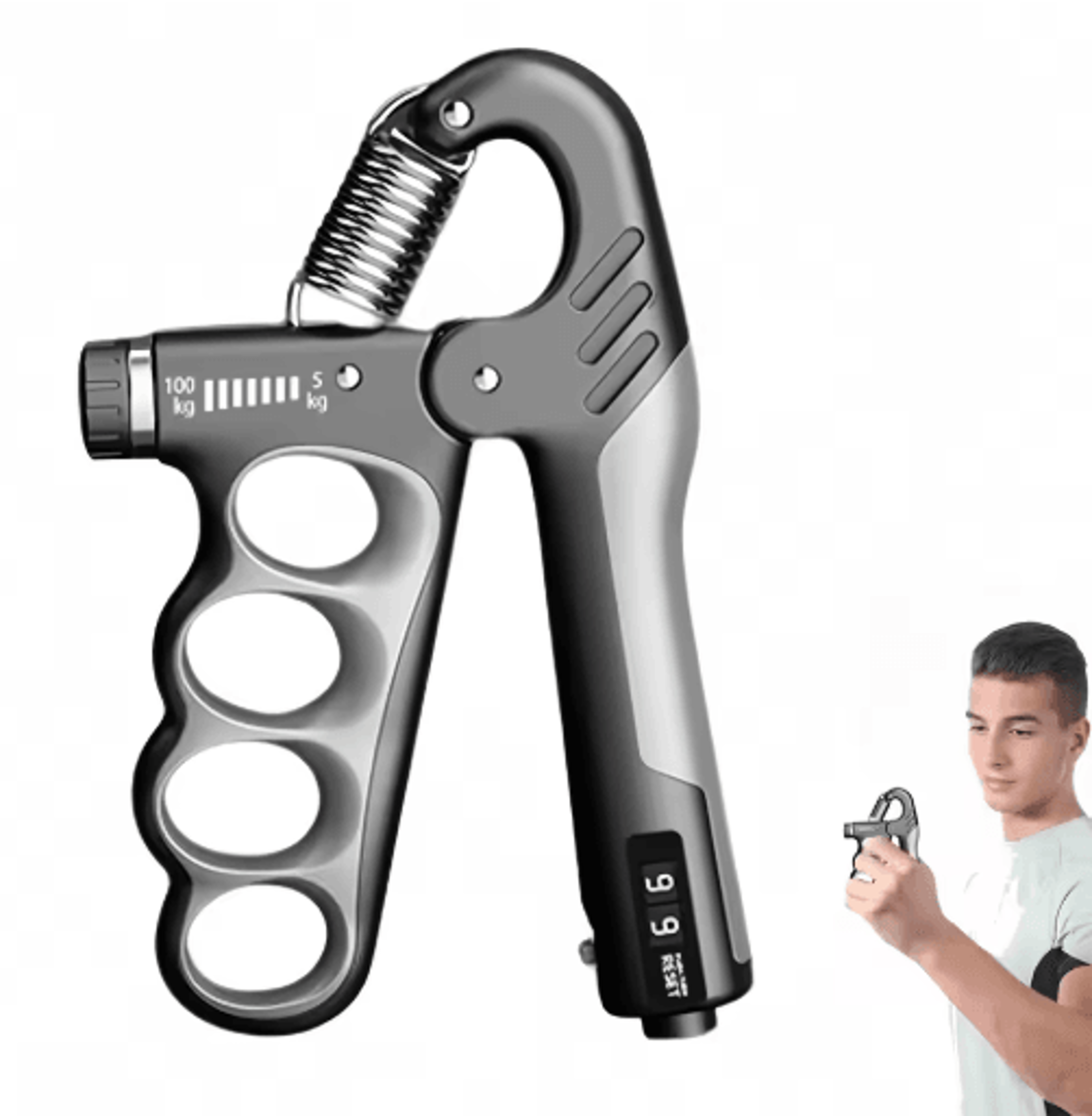 5–100kg adjustable hand gripper – wrist and forearm strengthener with grip dynamometer