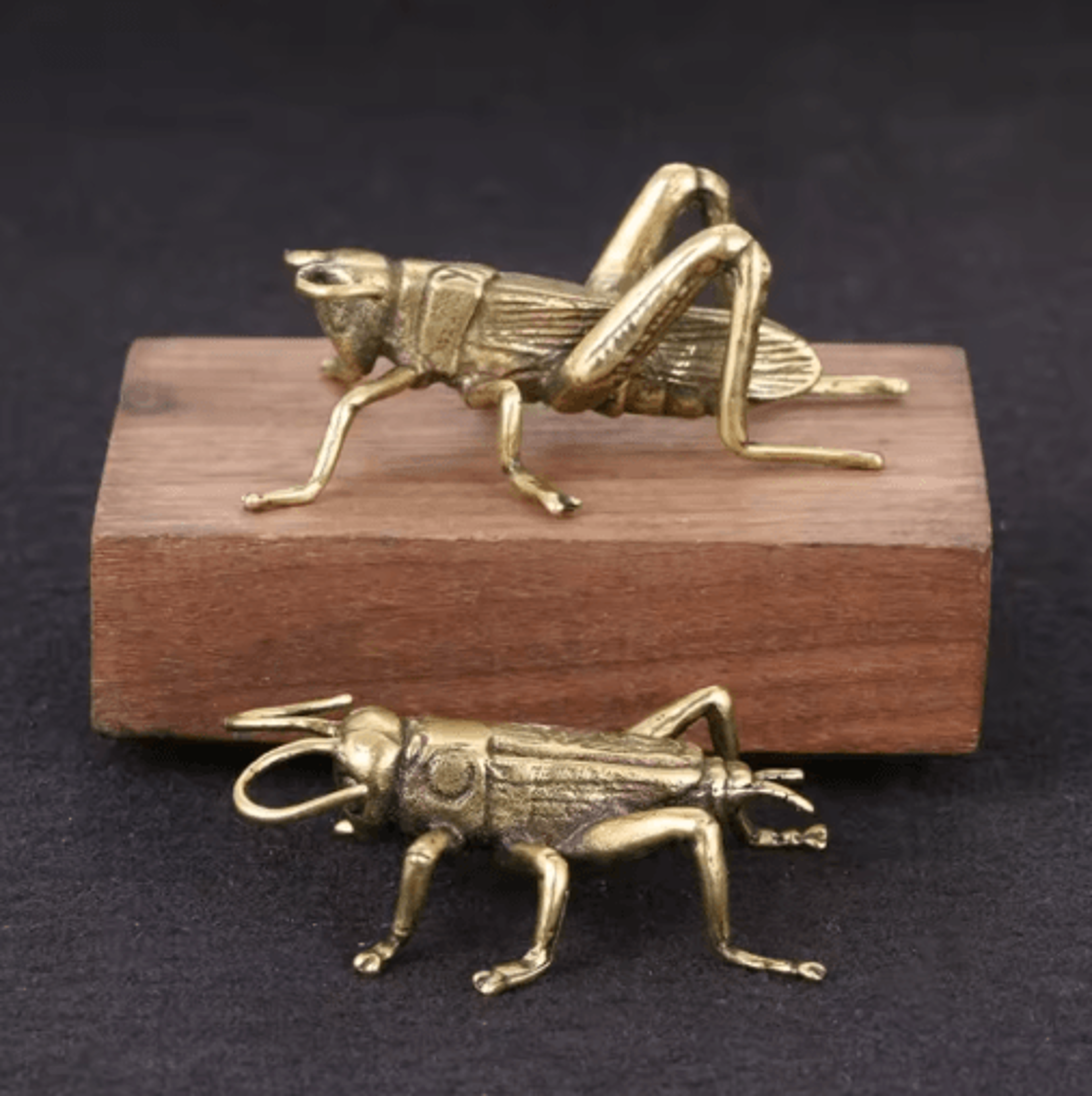 solid brass cricket miniature figurine retro desktop ornament
