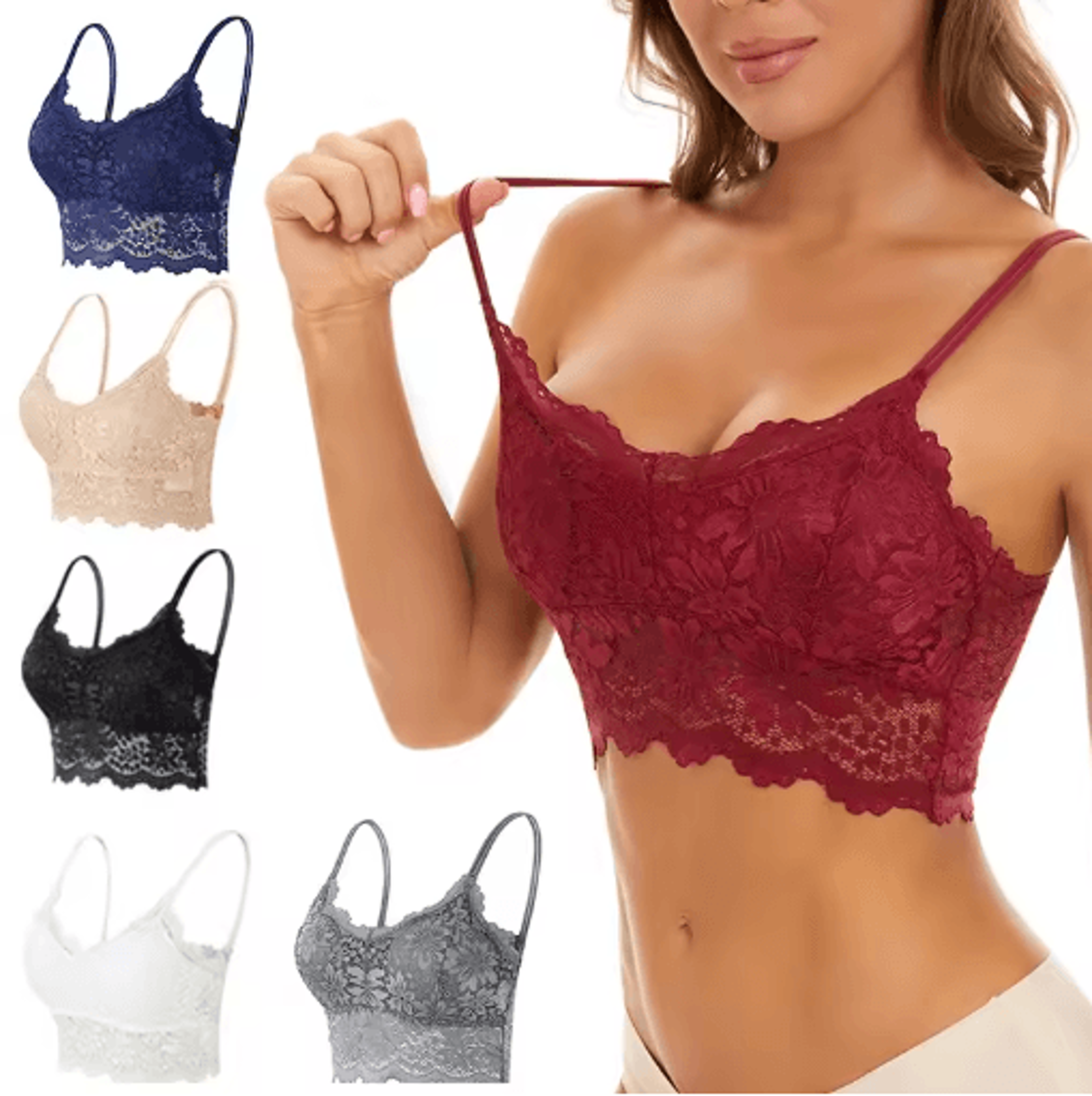 elegancefit seamless wireless lace bralette top