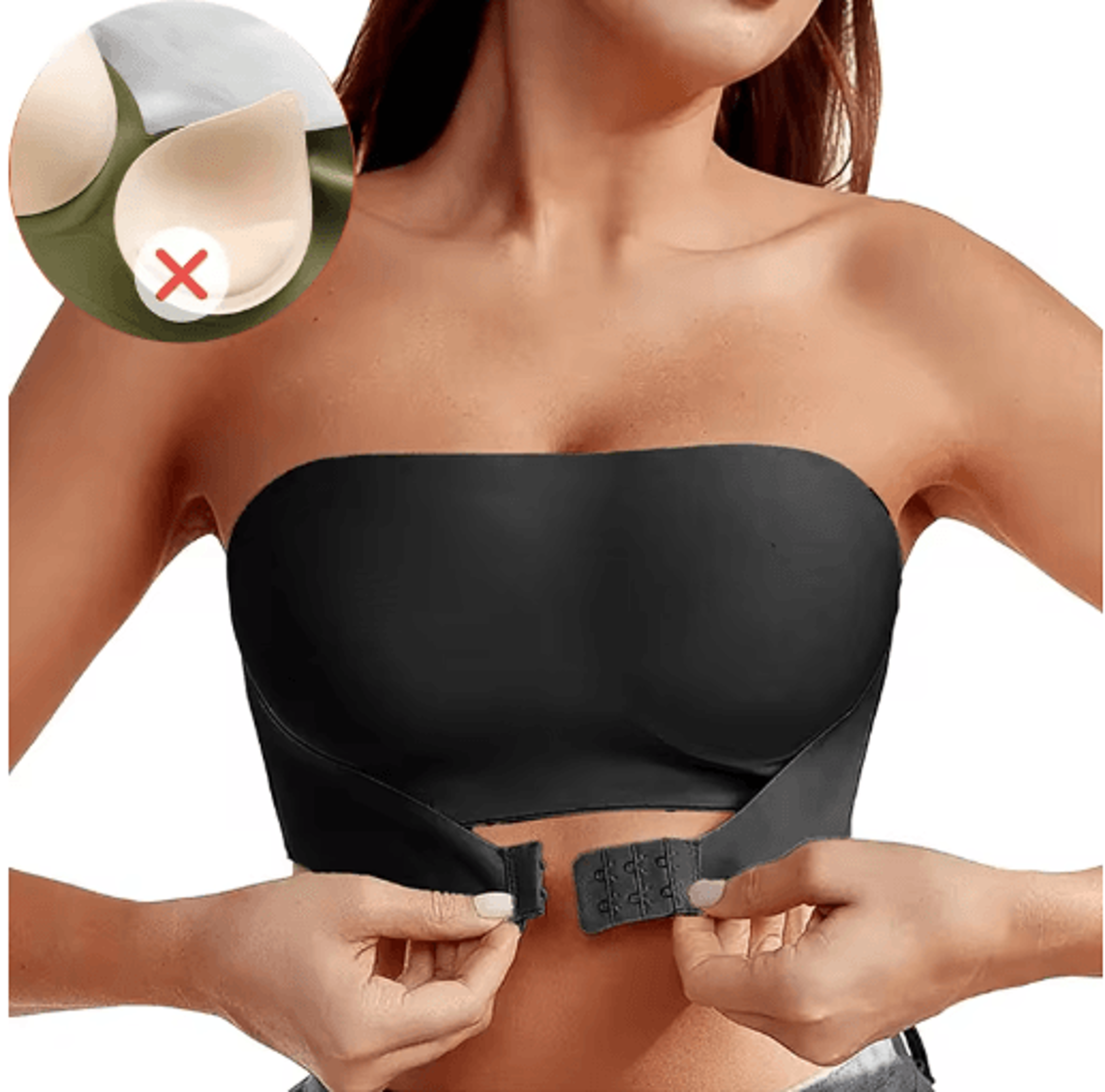 silklift strapless push up bra with removable pads and anti slip support
