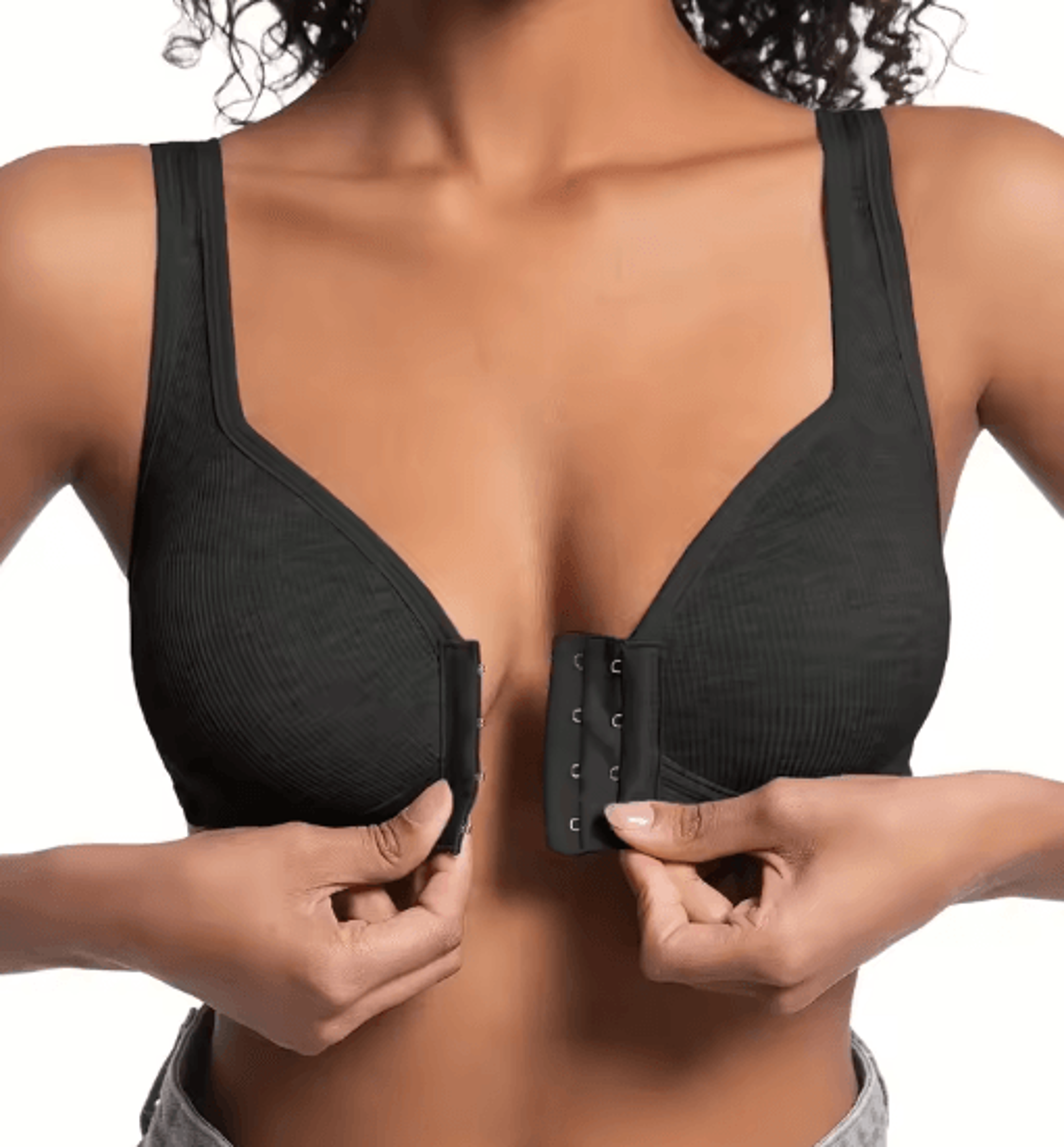 comfortcare wire-free front closure full coverage bra with fixed cups