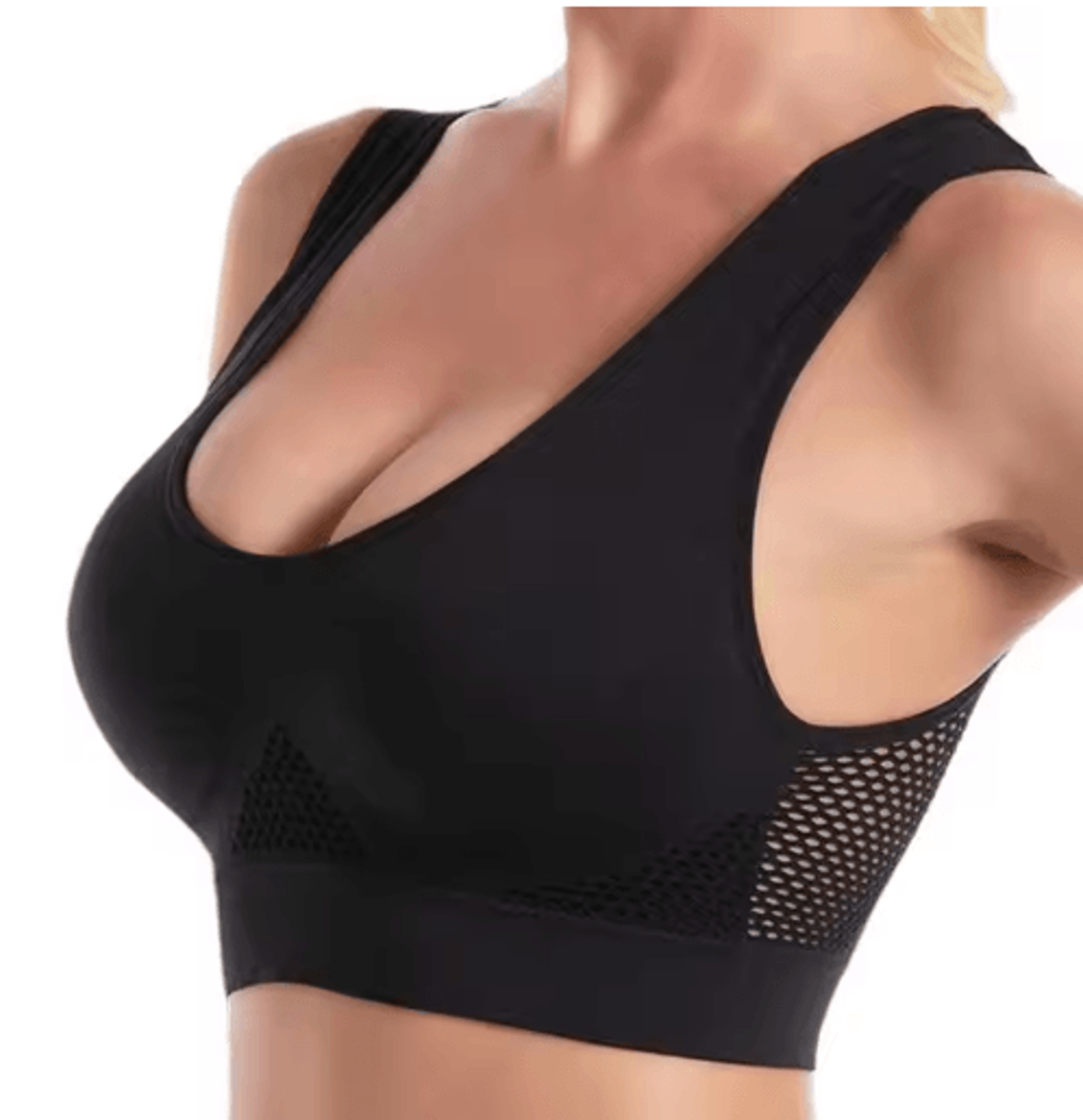 plus size grid air holes breathable workout brassiere wireless shock proof yoga & running support s to 7xl