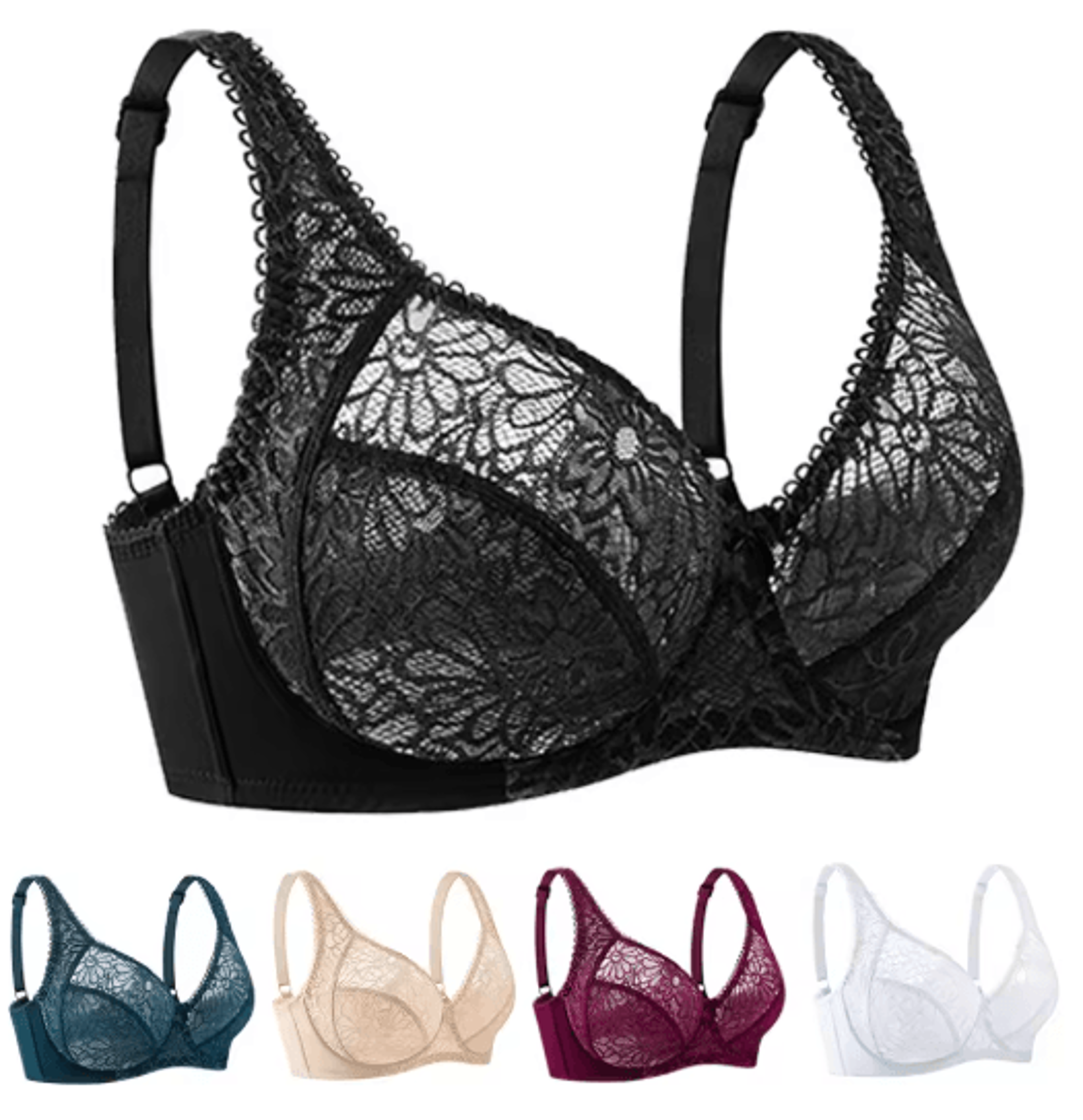 elegant lace plus size lace bra – full coverage support for c to f cup
