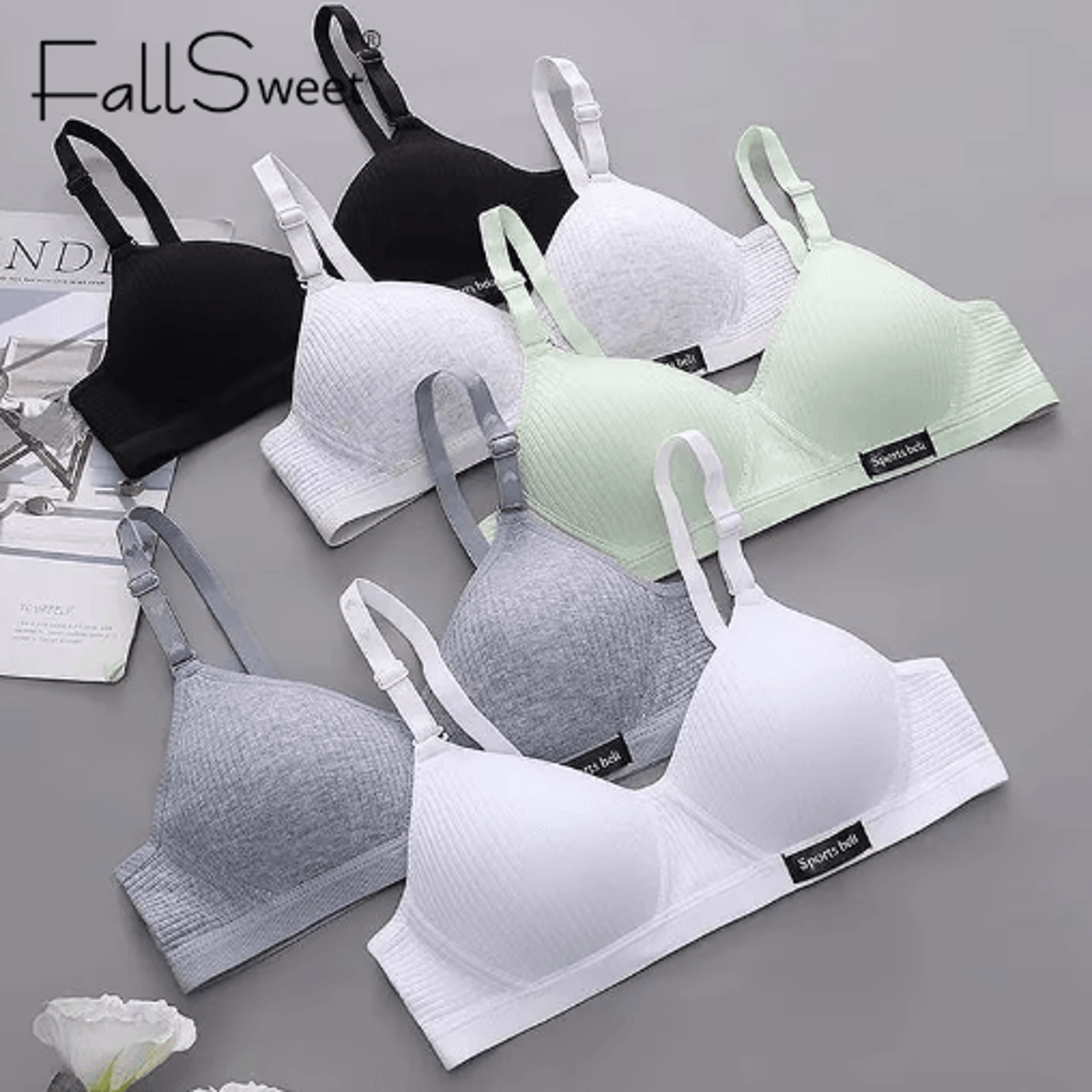 fallsweet cotton wireless bra – seamless push up v-shaped gathering lingerie for ab cup