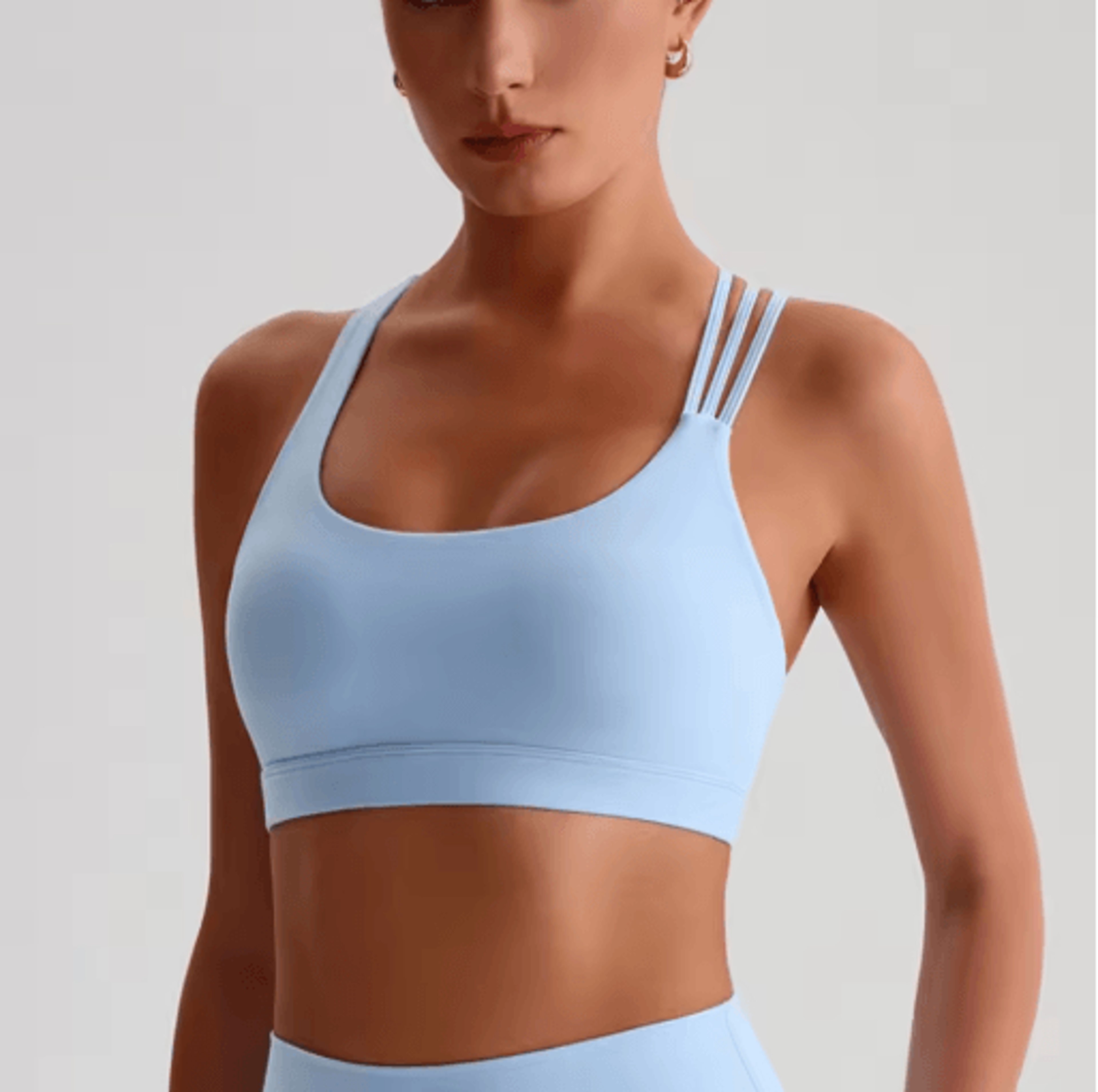 solid color cross back high support fitness bra tight gym training and yoga sport top