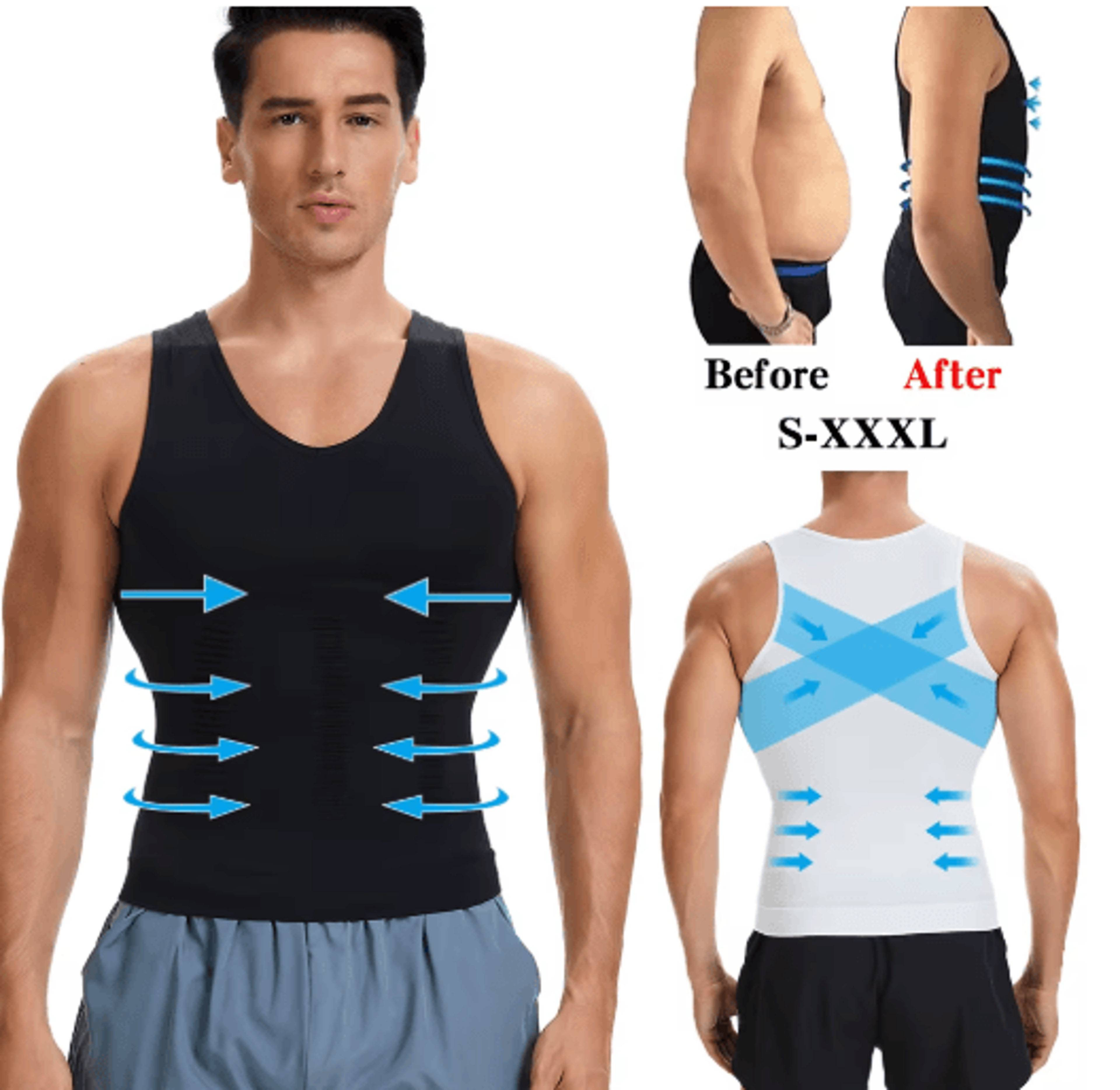compression slimming v-neck shapewear tank tummy control muscle base layer